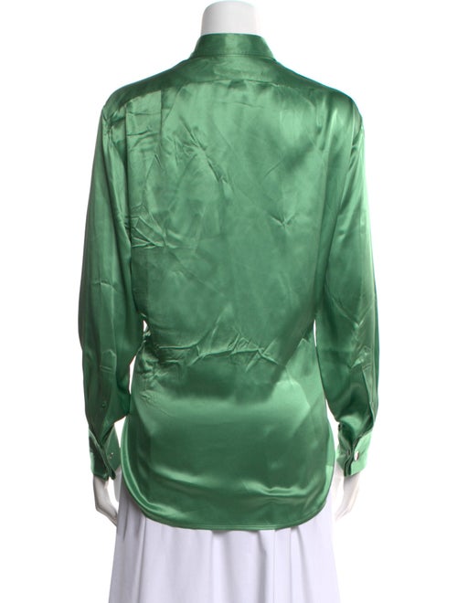 Ralph Lauren Purple Label Satin Long Sleeve Button-Up Top