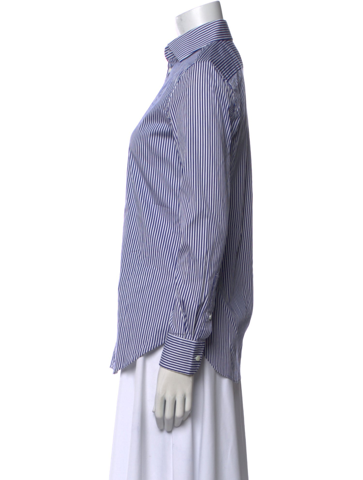 Ralph Lauren Purple Label Striped Long Sleeve Button-Up Top