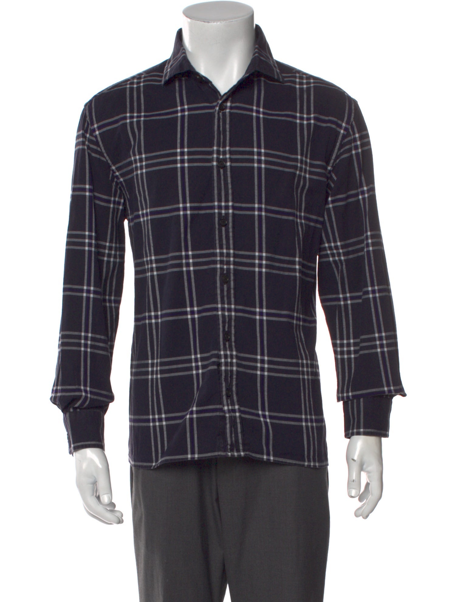 Ralph Lauren Purple Label Plaid Print Long Sleeve Shirt