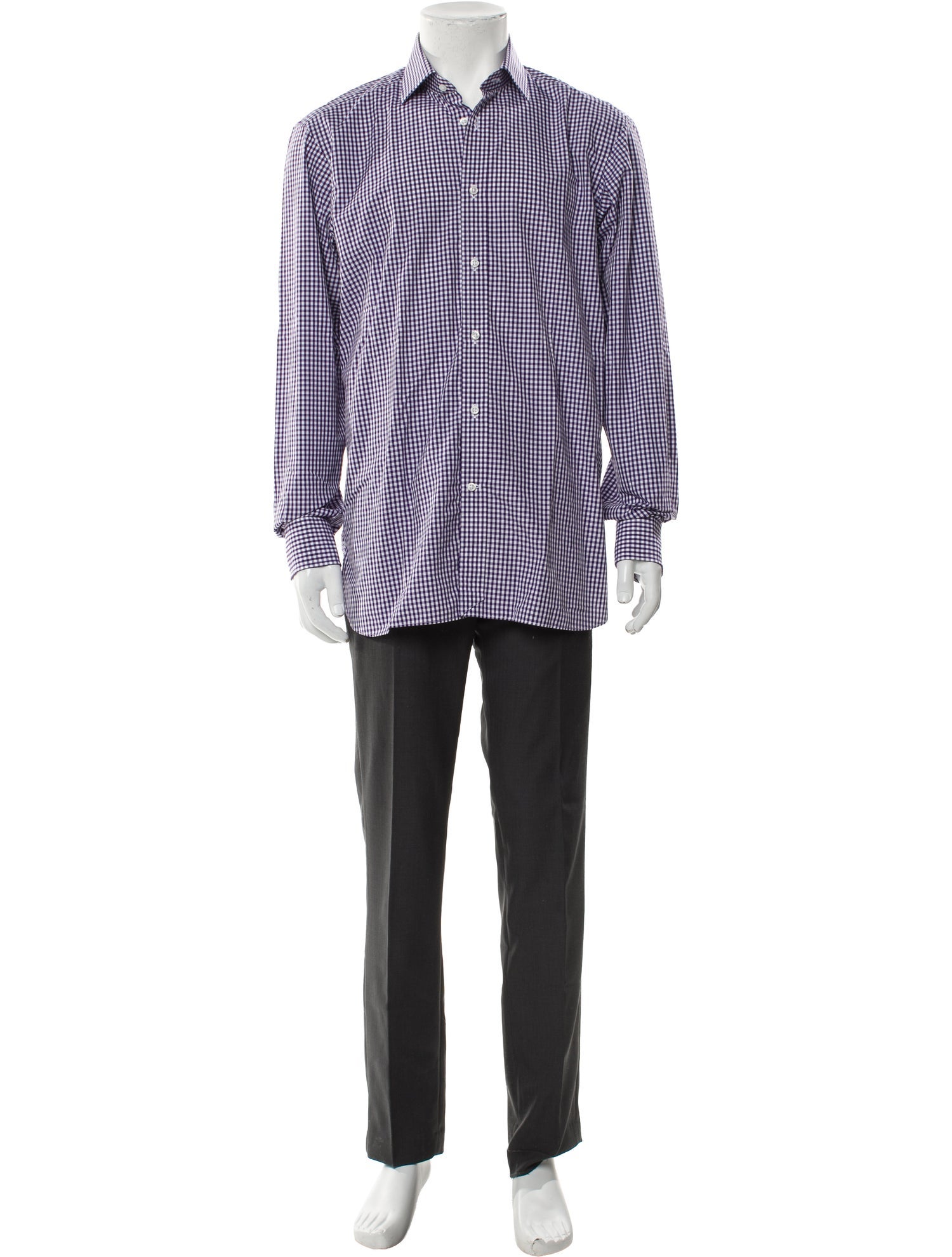 Ralph Lauren Purple Label Plaid Print Long Sleeve Shirt