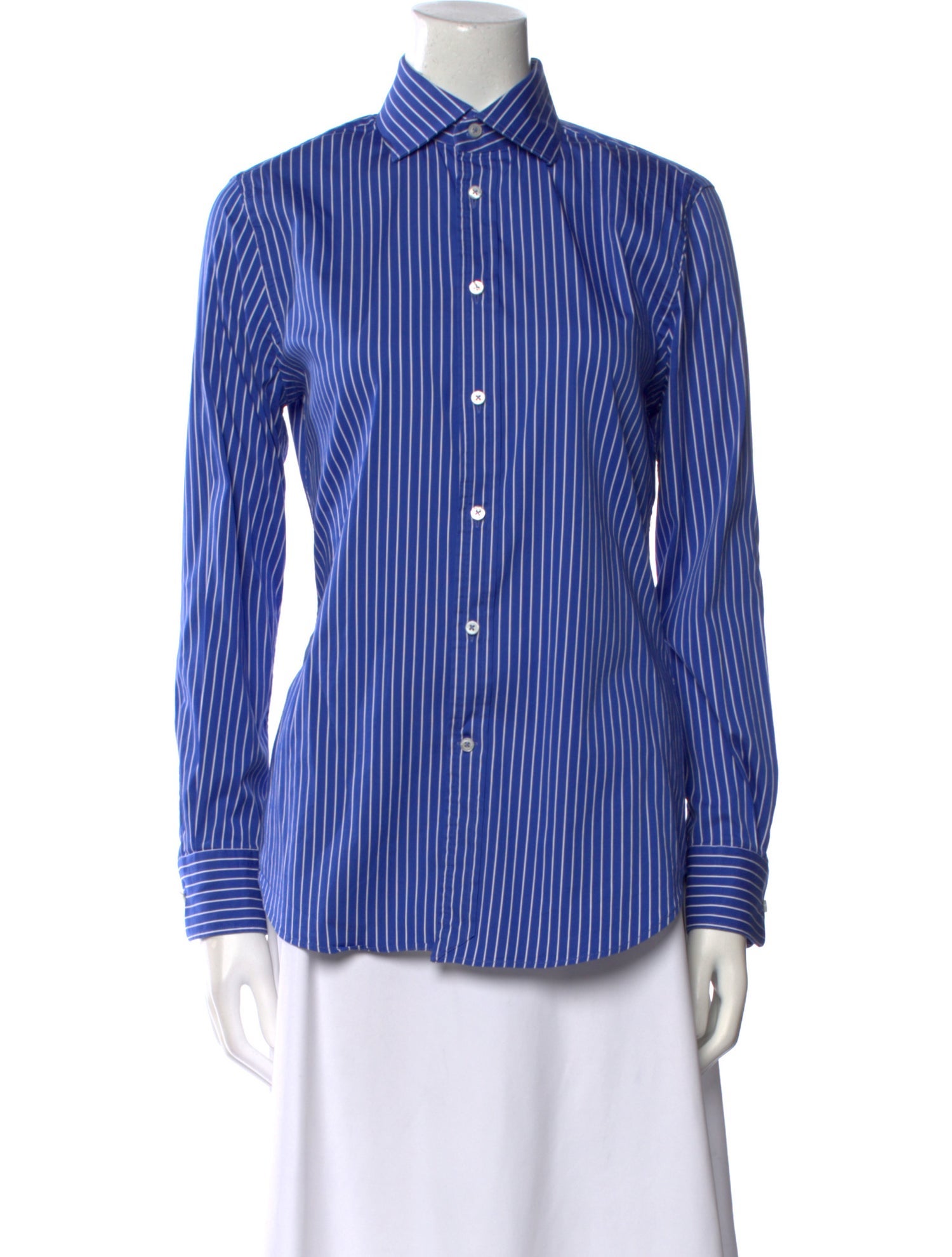 Ralph Lauren Purple Label Striped Long Sleeve Button-Up Top