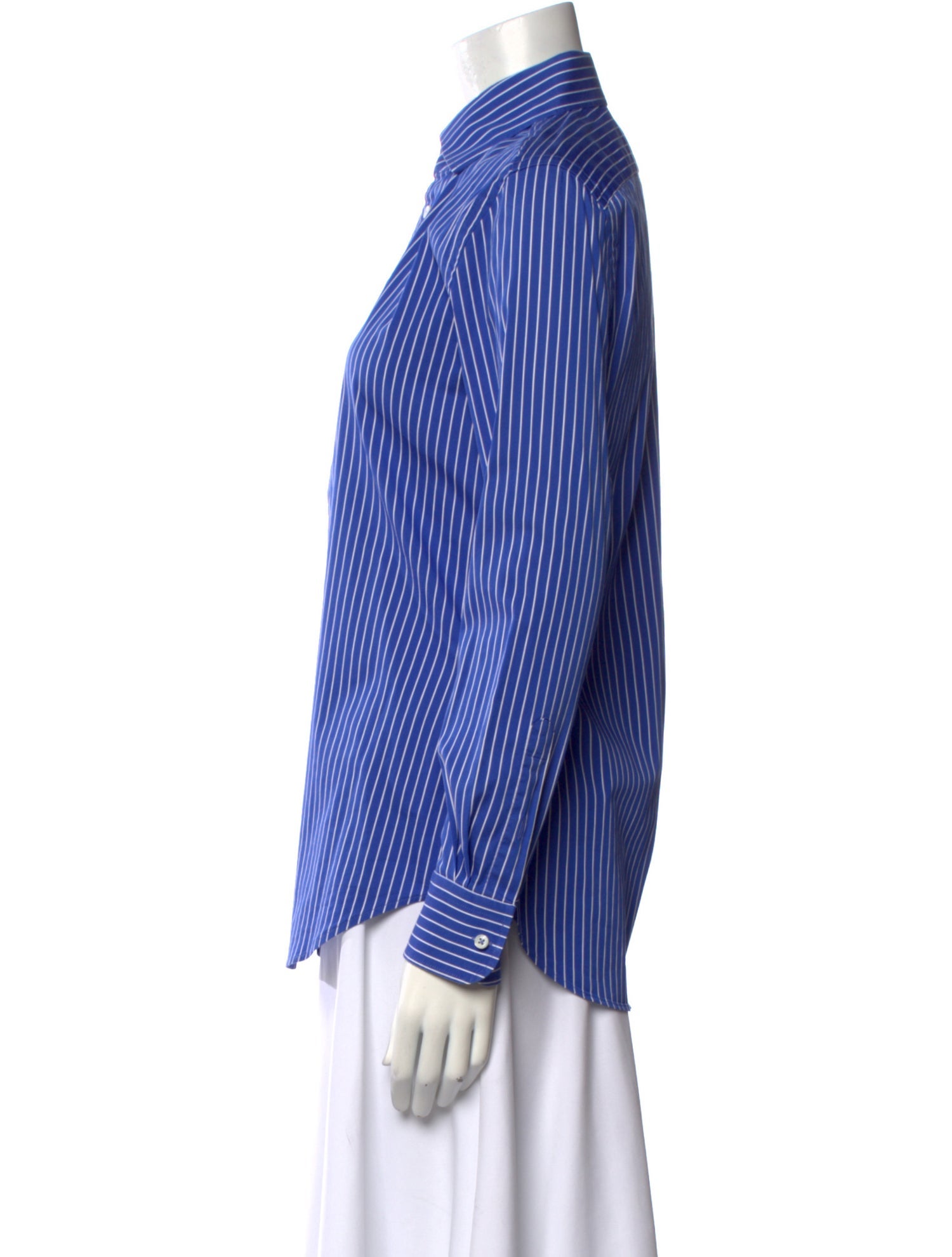 Ralph Lauren Purple Label Striped Long Sleeve Button-Up Top
