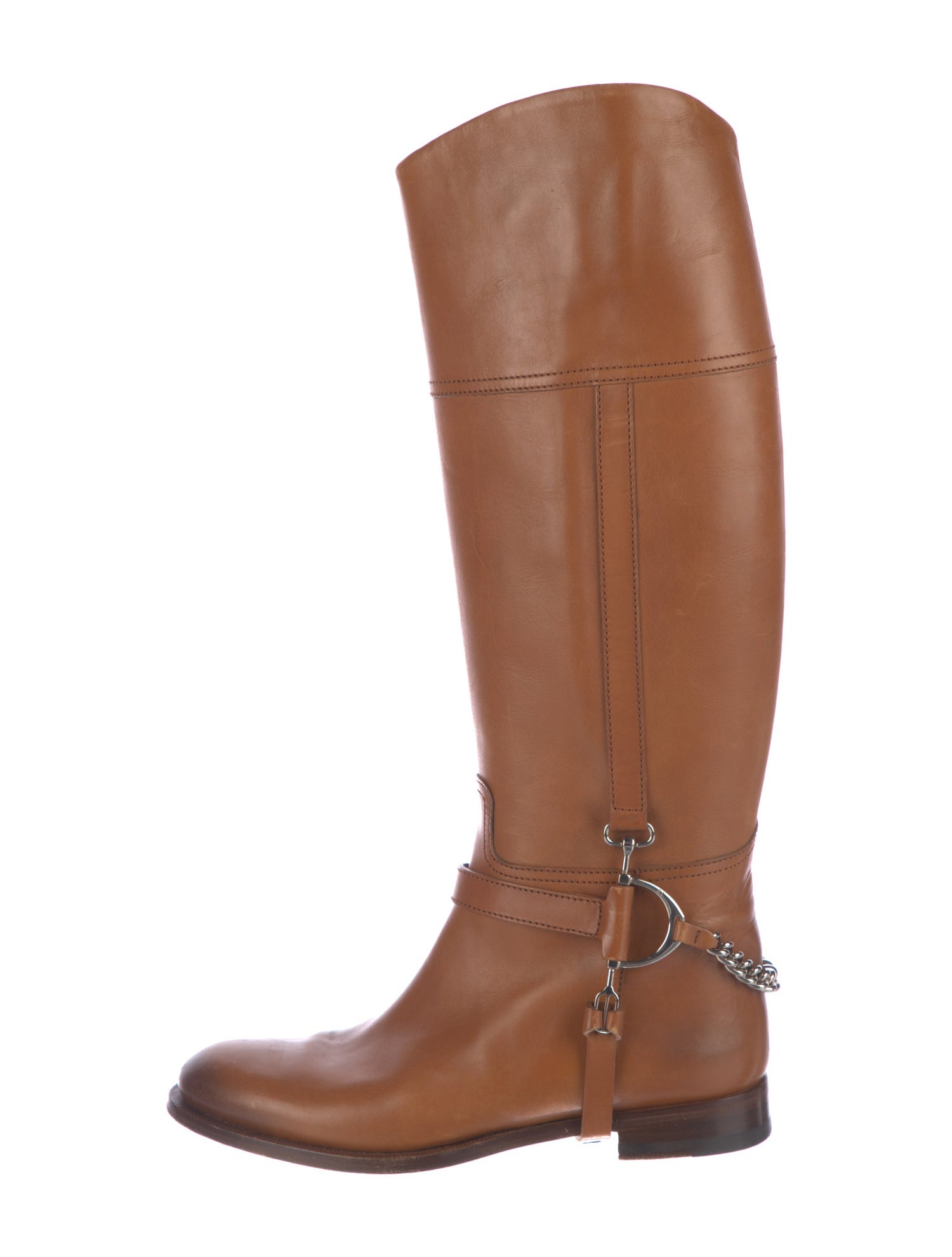 Ralph Lauren Purple Label Leather Chain-Link Accents Riding Boots