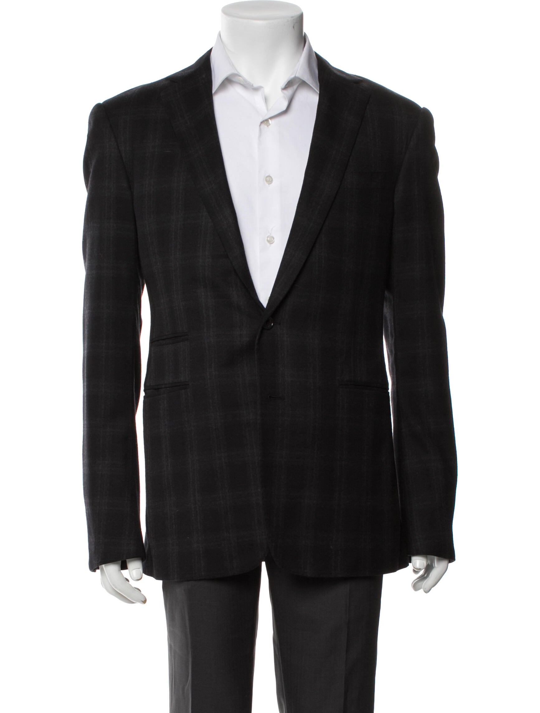 Ralph Lauren Purple Label Wool Plaid Print Blazer