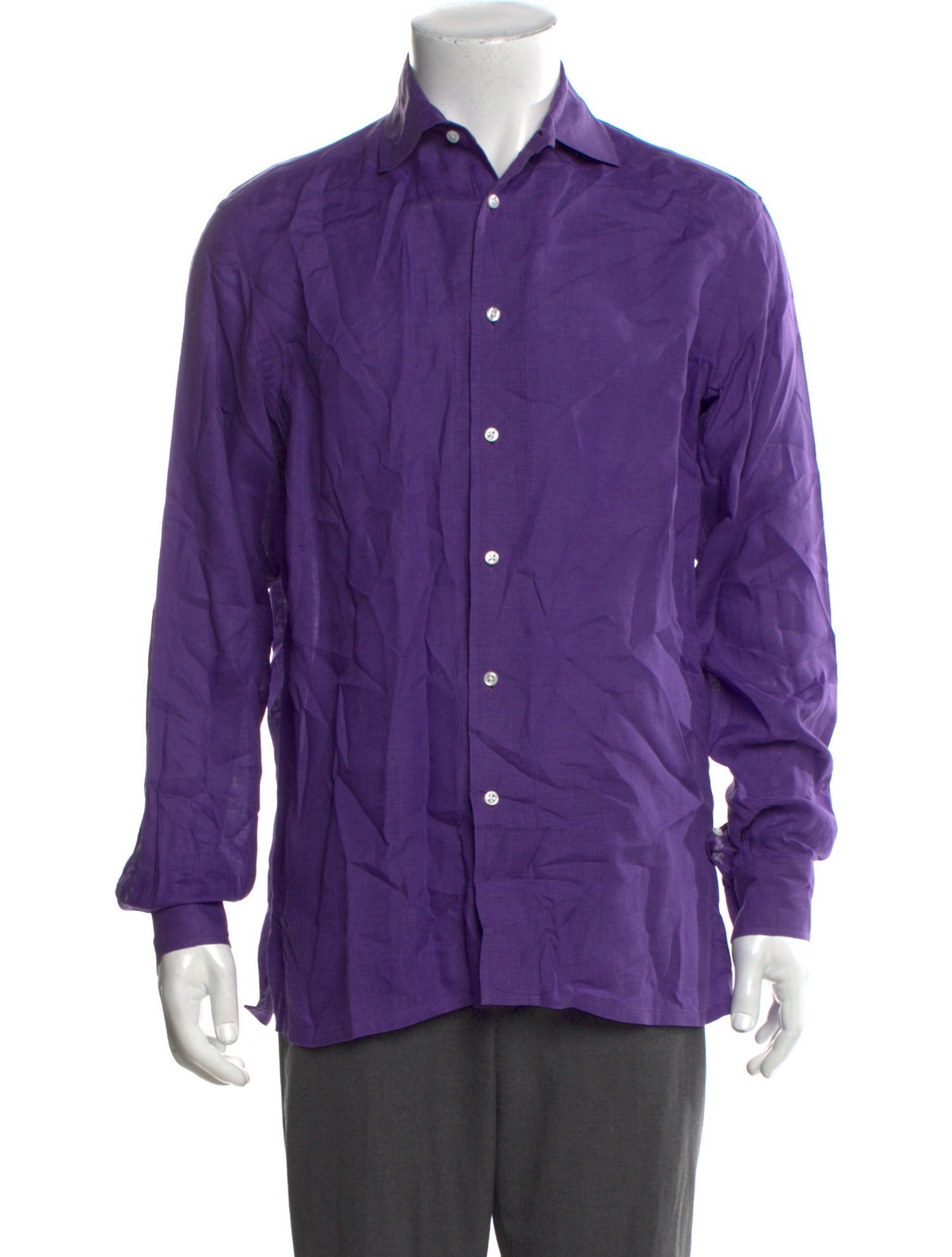 Ralph Lauren Purple Label Linen Long Sleeve Dress Shirt