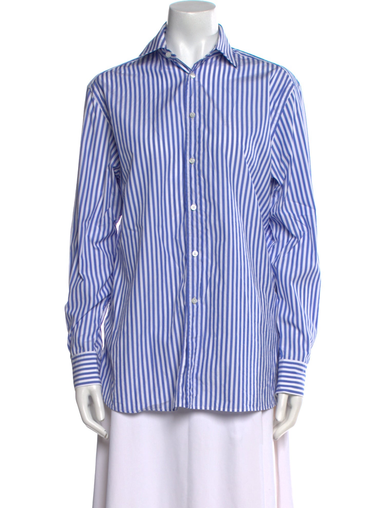 Ralph Lauren Purple Label Striped Long Sleeve Button-Up Top