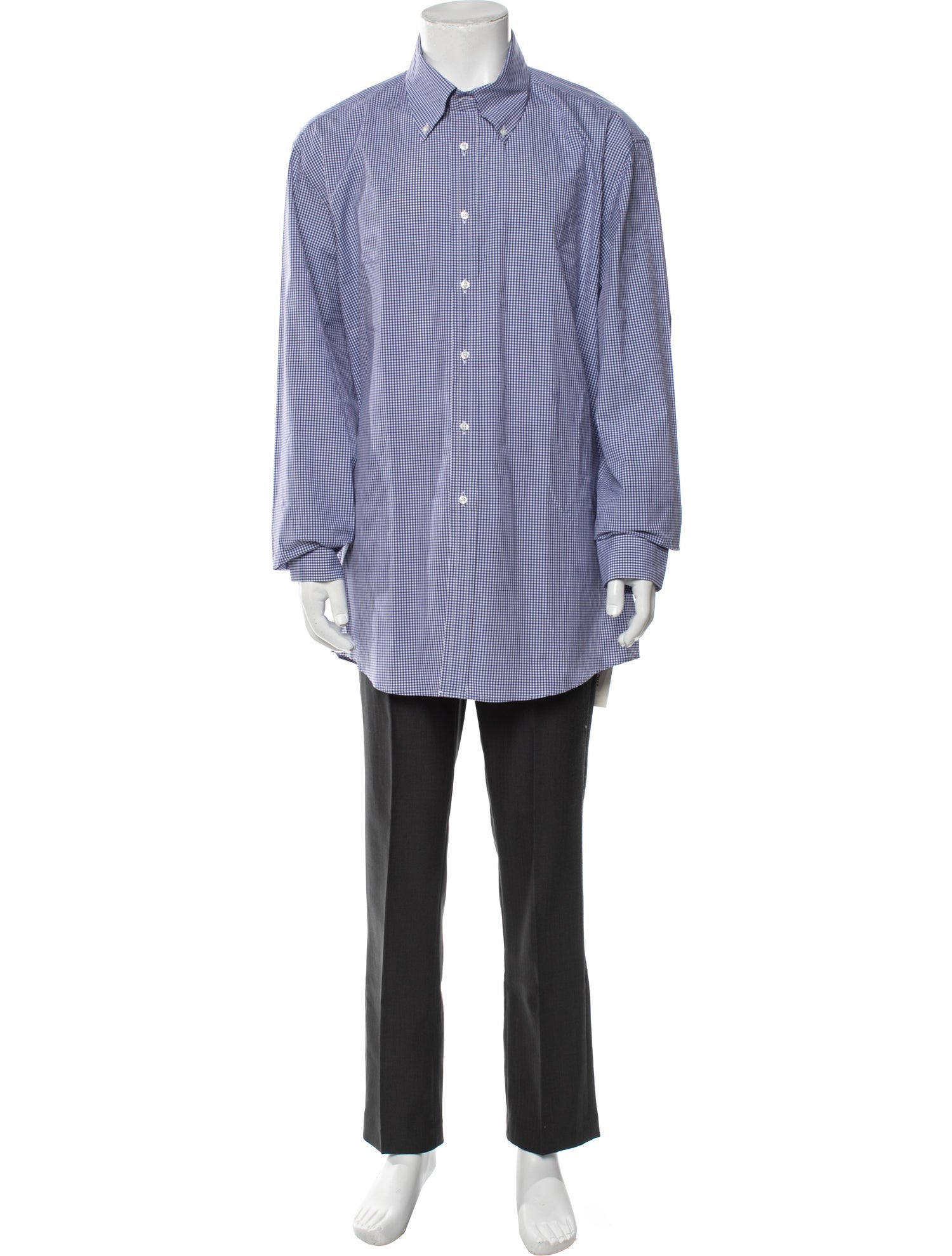 Ralph Lauren Purple Label Plaid Print Long Sleeve Dress Shirt