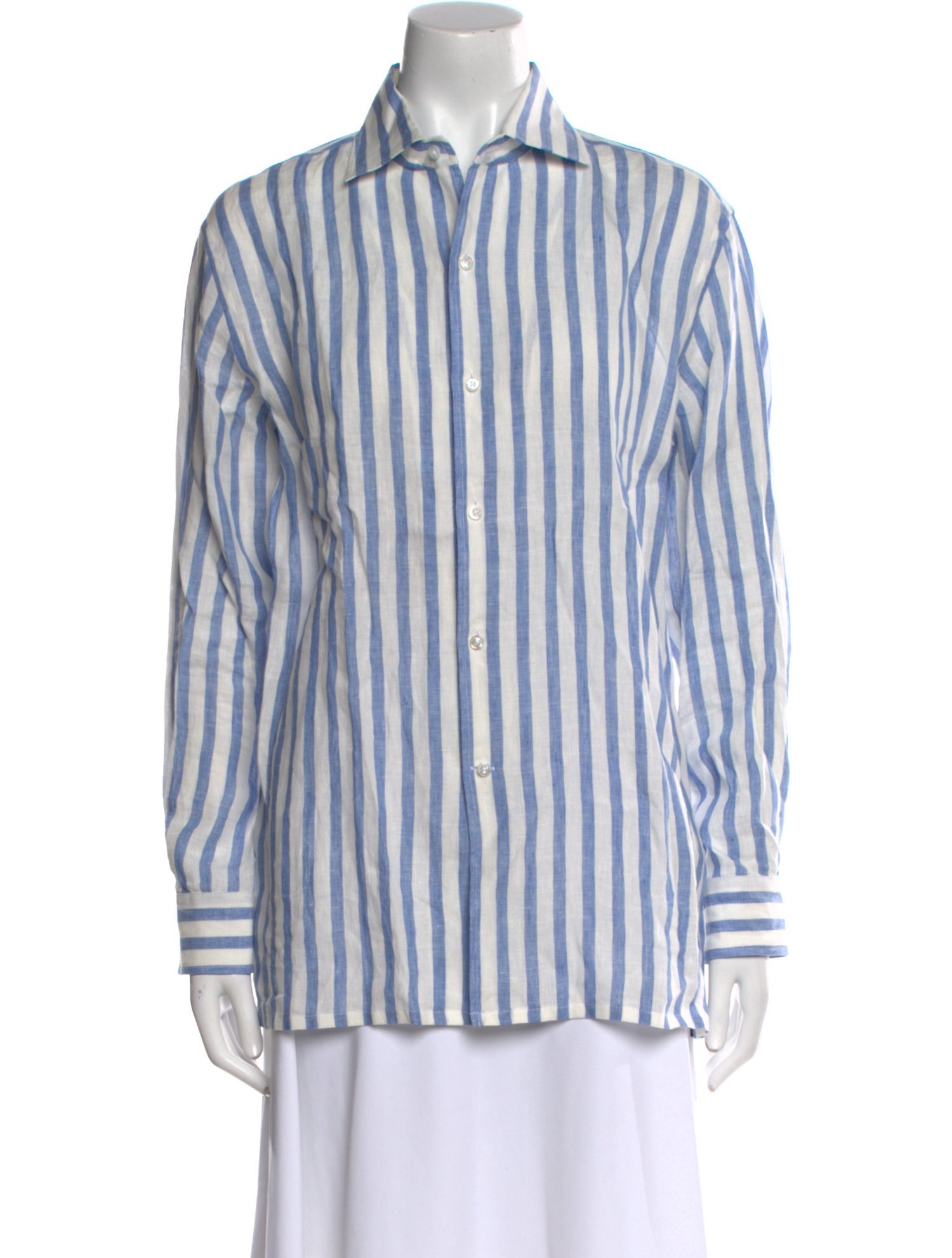 Ralph Lauren Purple Label Linen Striped Button-Up Top w/ Tags