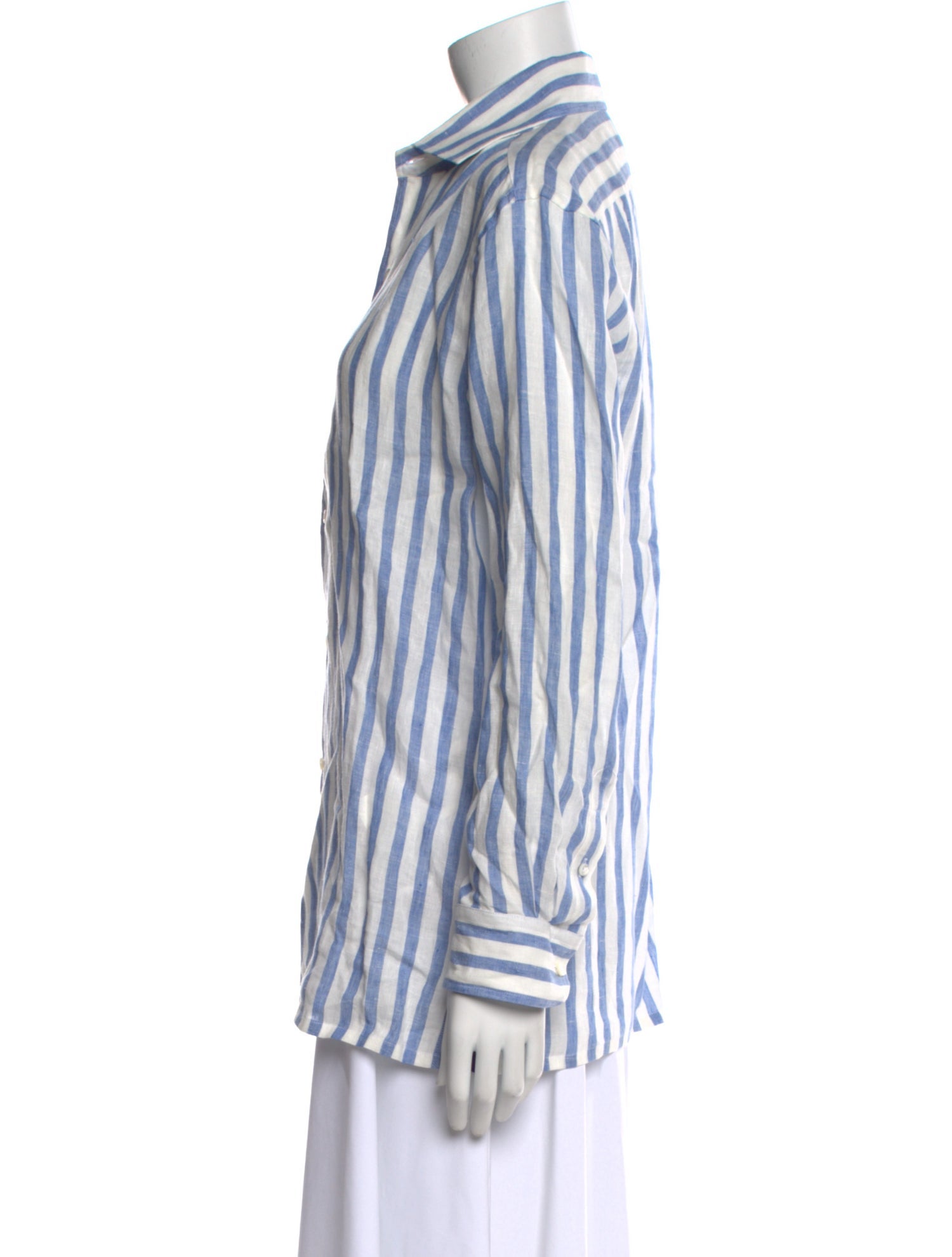 Ralph Lauren Purple Label Linen Striped Button-Up Top w/ Tags