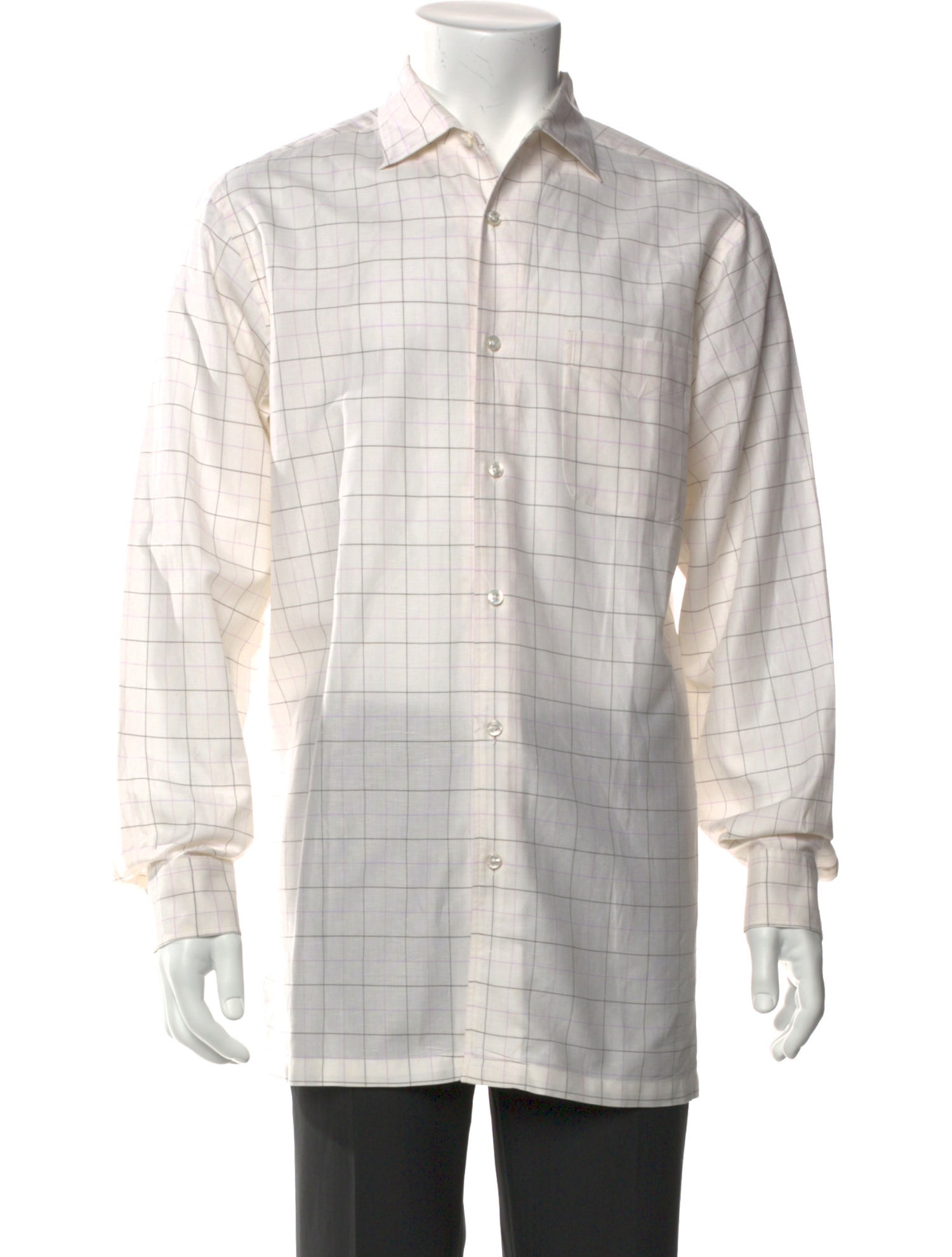 Ralph Lauren Purple Label Plaid Print Long Sleeve Dress Shirt