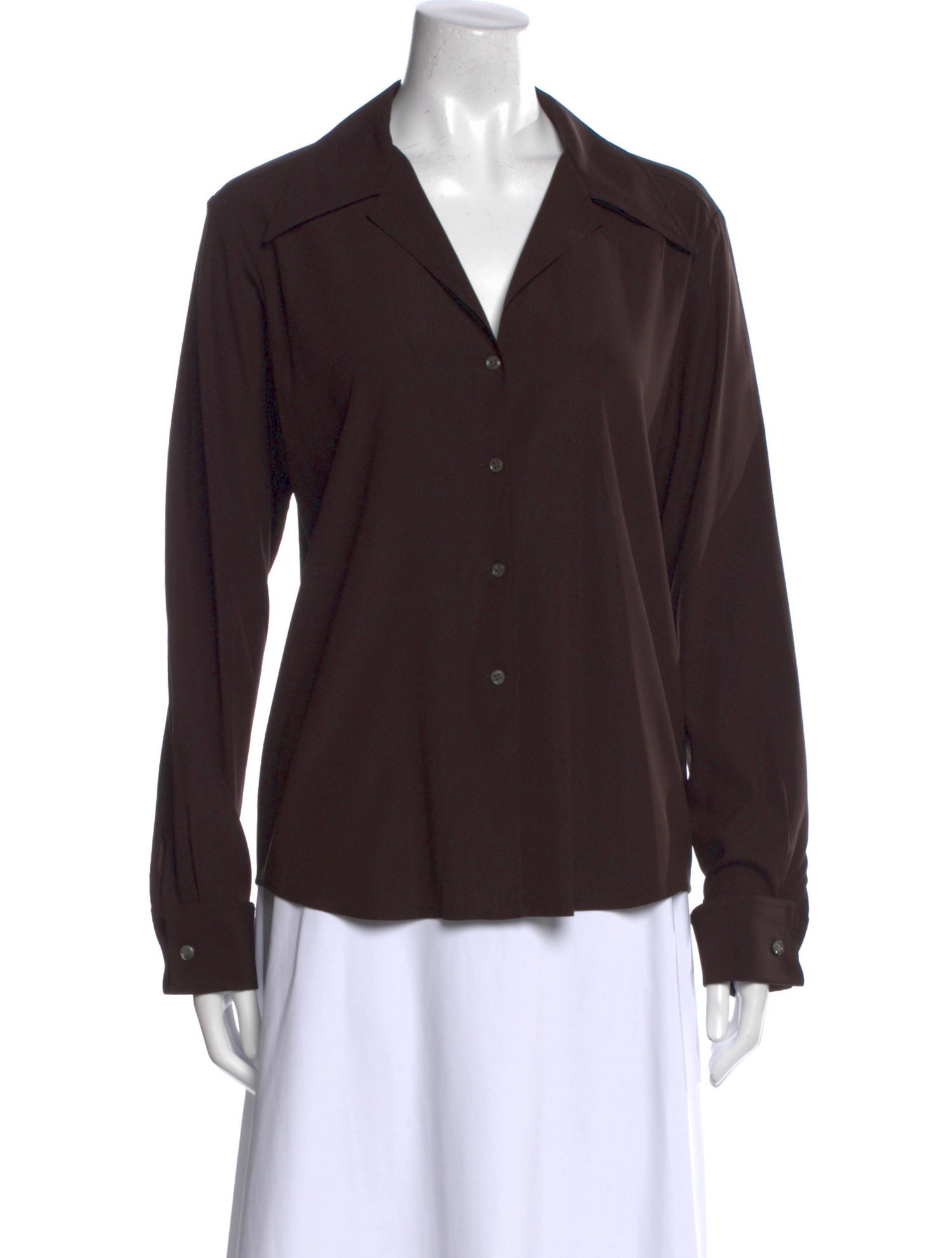 Ralph Lauren Purple Label Silk Long Sleeve Button-Up Top