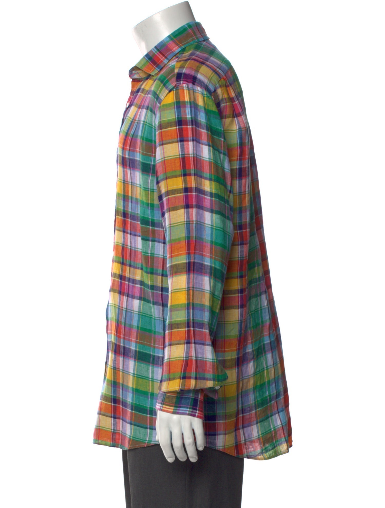 Ralph Lauren Purple Label Linen Plaid Print Shirt