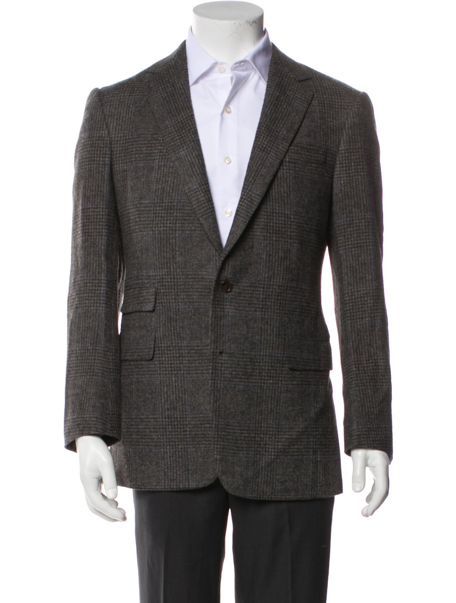 Ralph Lauren Purple Label Camel Hair Plaid Print Peacoat