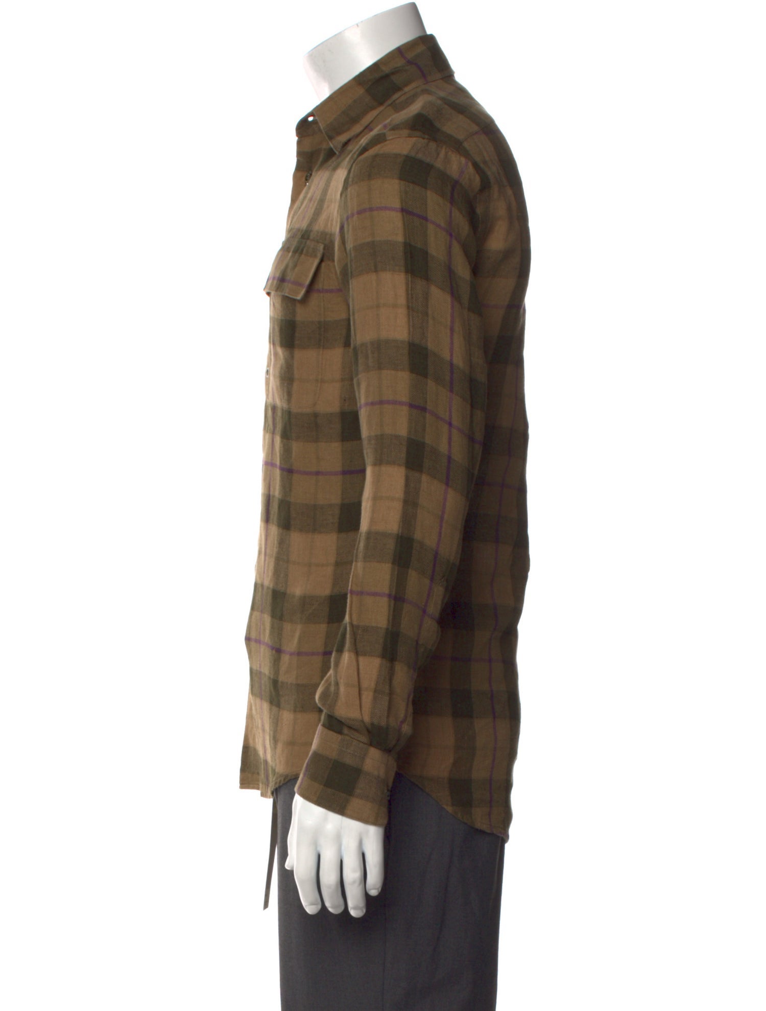 Ralph Lauren Purple Label Linen Plaid Print Shirt