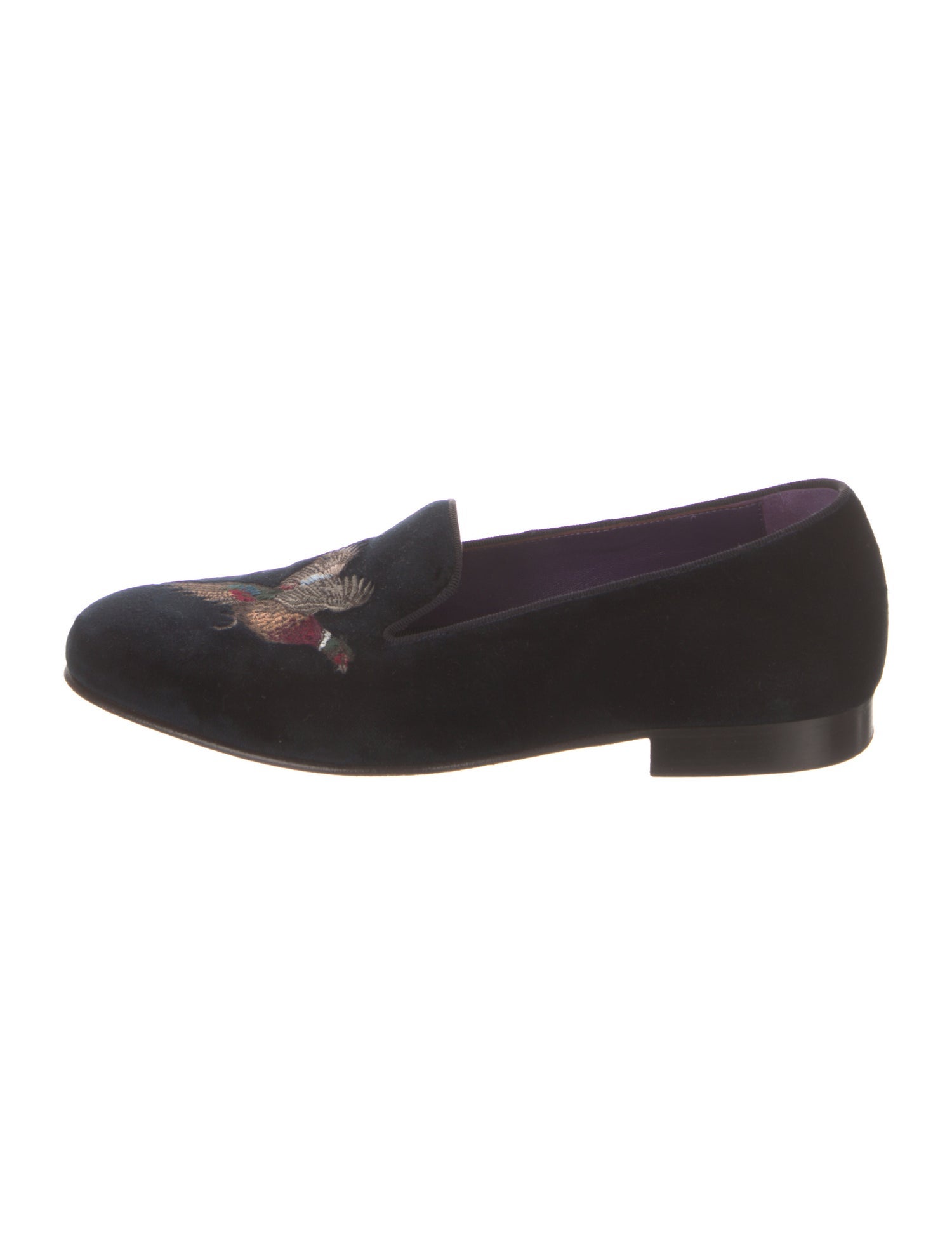 Ralph Lauren Purple Label Velvet Graphic Print Loafers