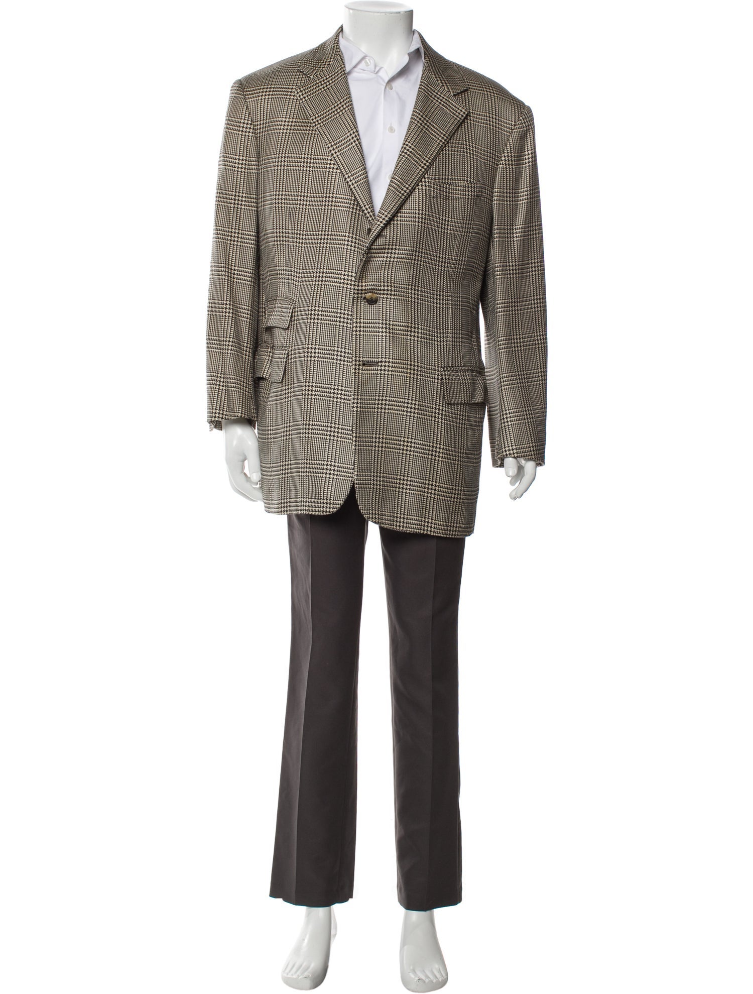 Ralph Lauren Purple Label Silk Plaid Print Blazer