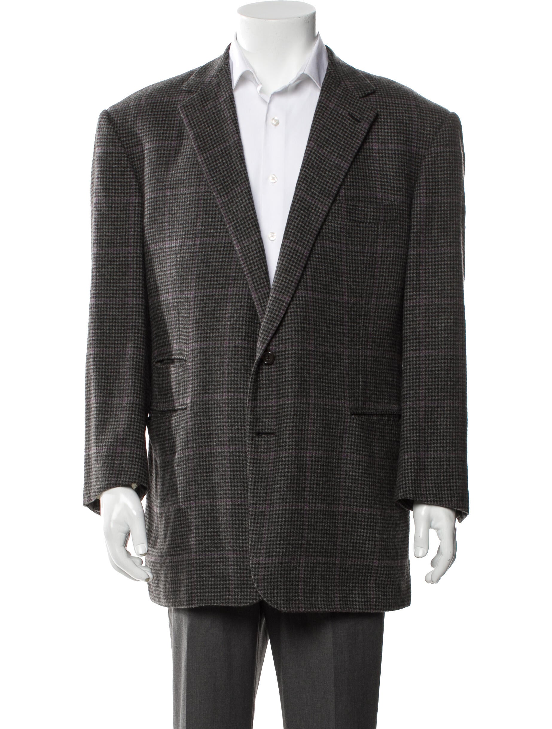 Ralph Lauren Purple Label Cashmere Plaid Print Blazer