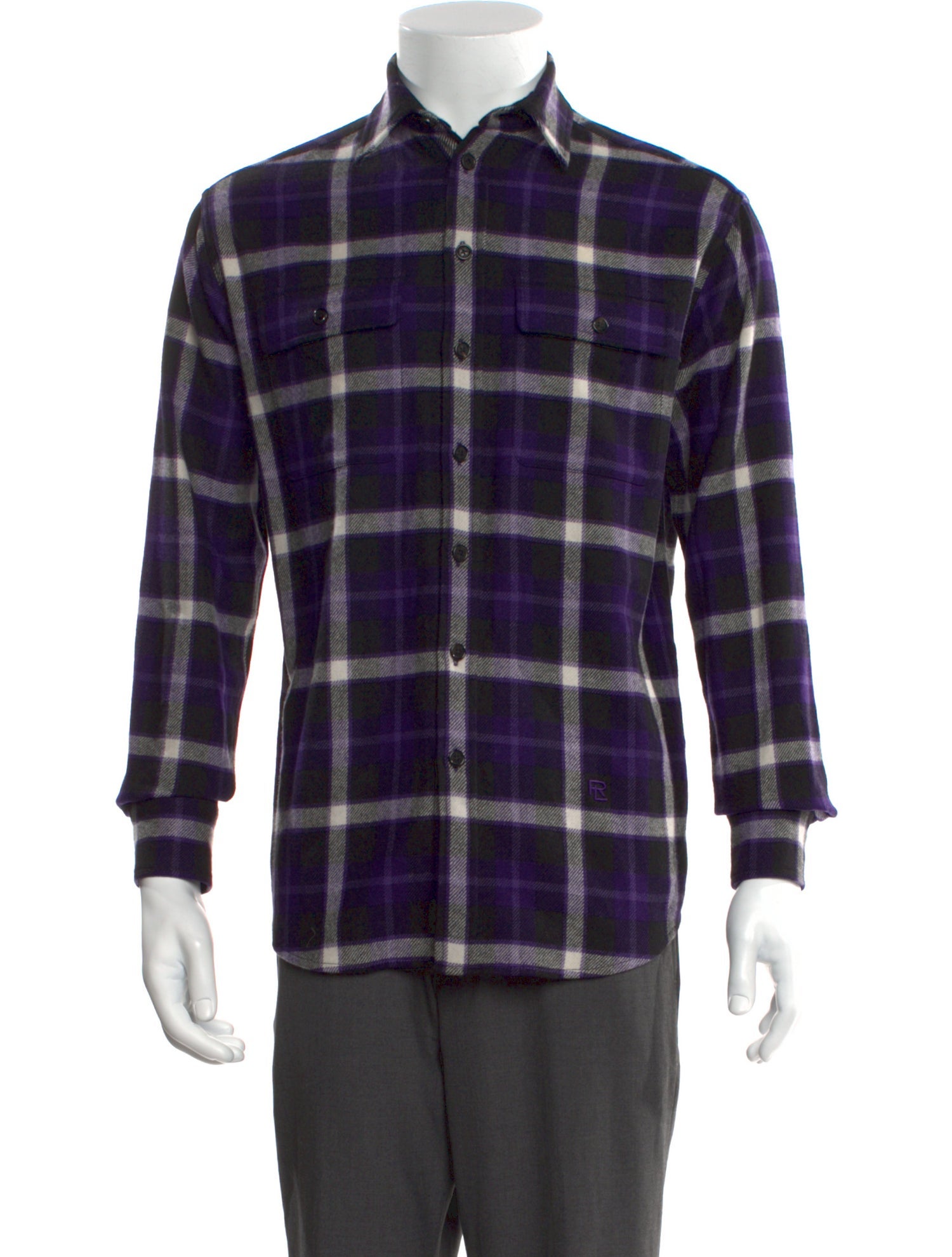 Ralph Lauren Purple Label Wool Plaid Print Shirt