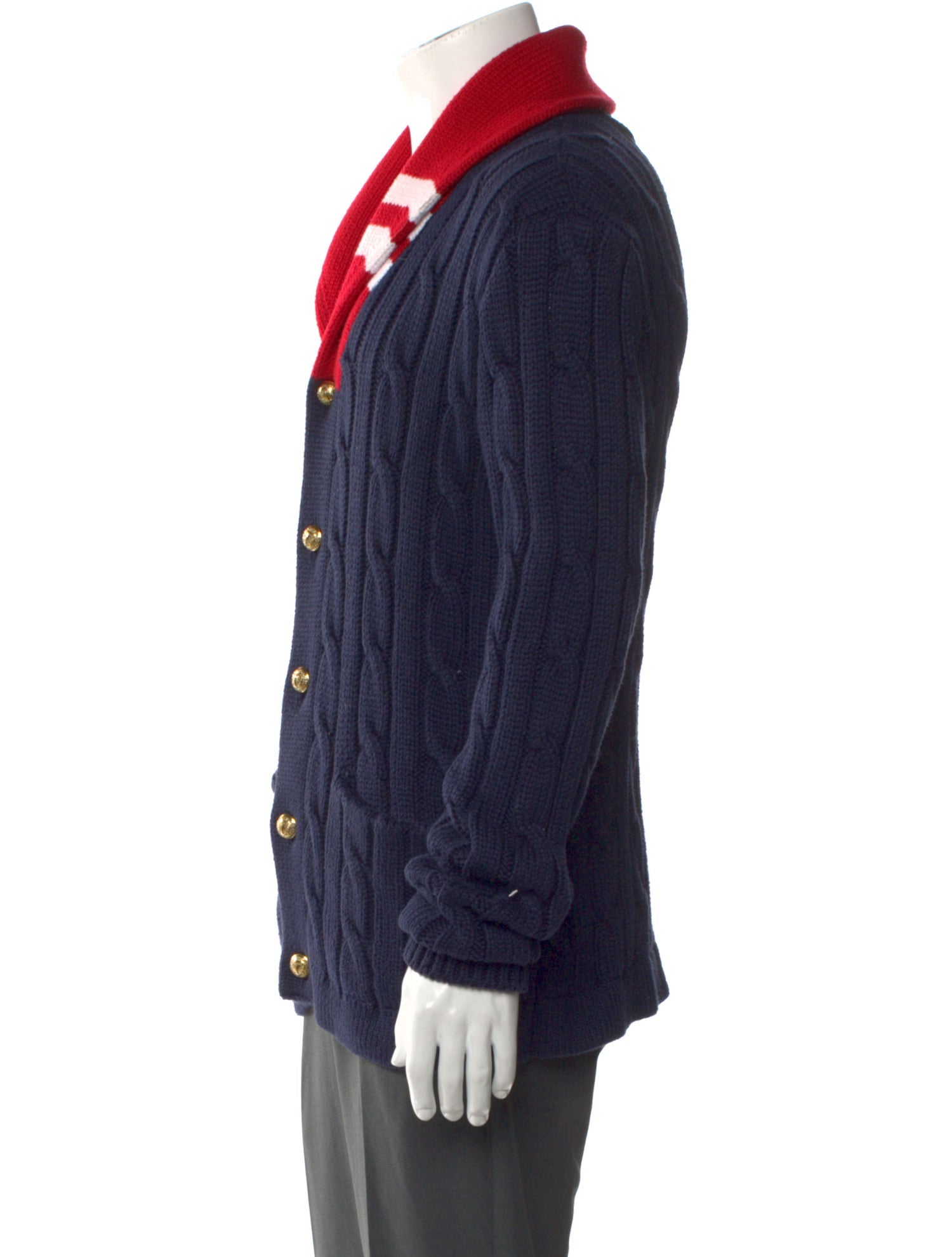 Ralph Lauren Purple Label Striped V-Neck Cardigan