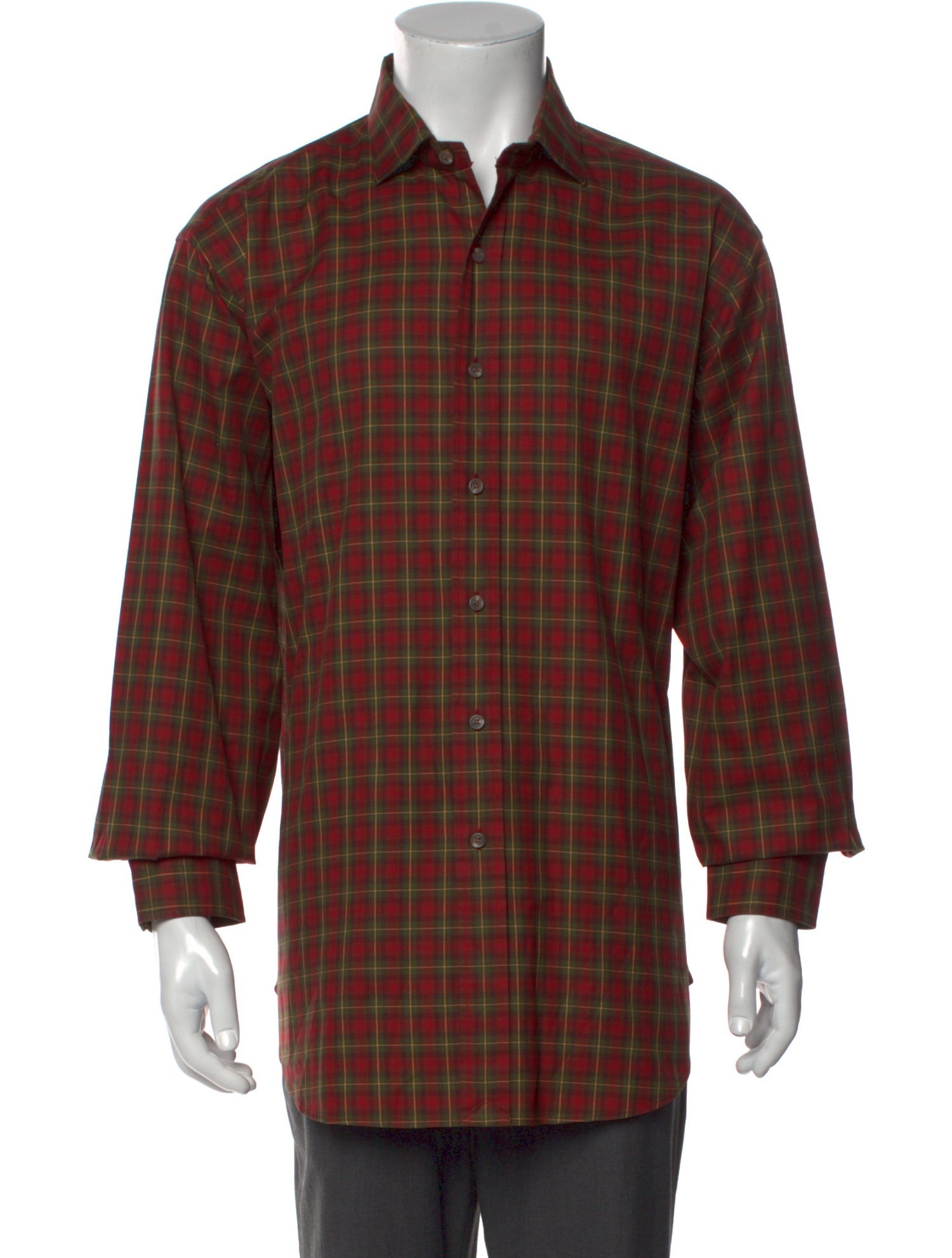 Ralph Lauren Purple Label Plaid Print Long Sleeve Shirt