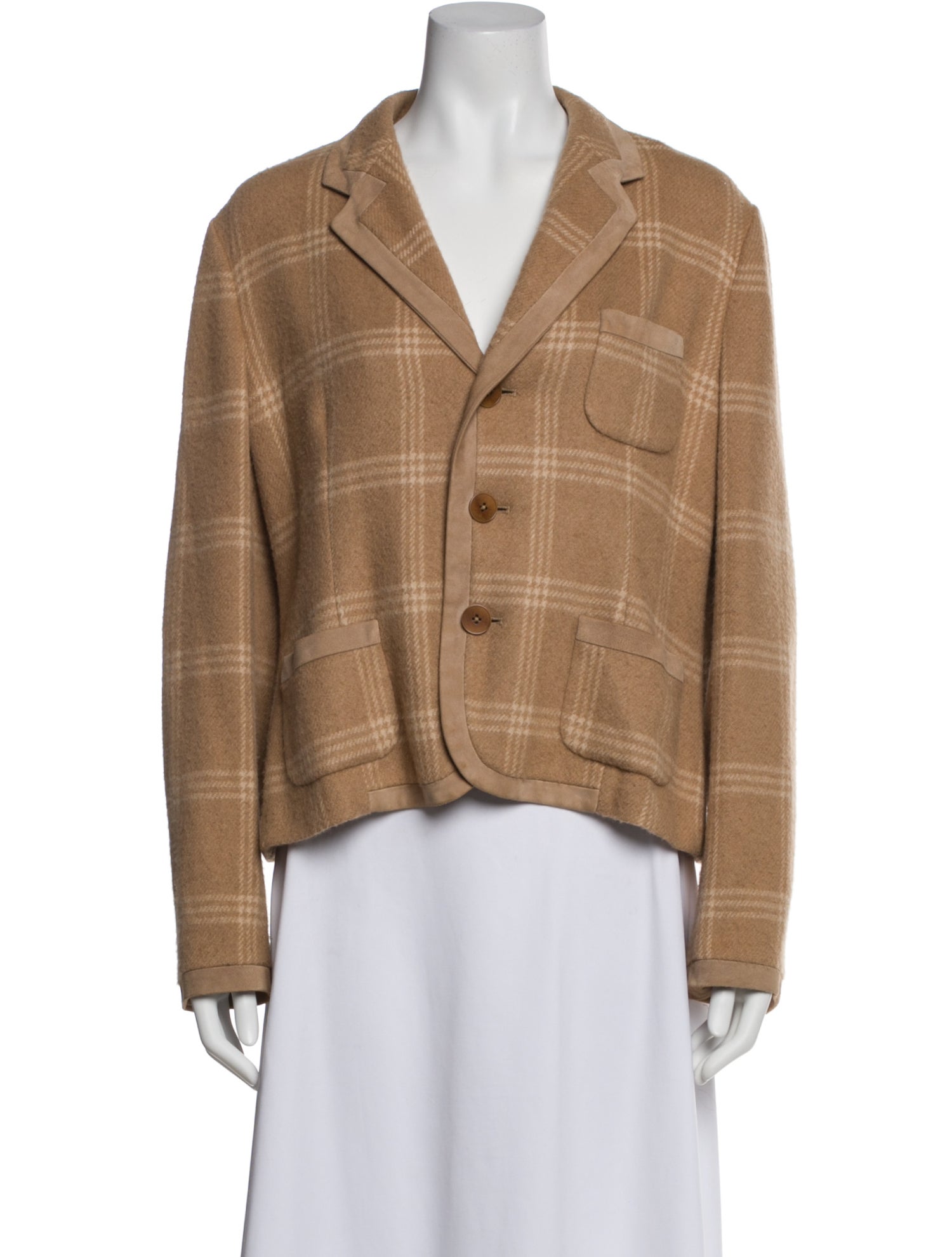 Ralph Lauren Purple Label Baby Camel Plaid Print Blazer