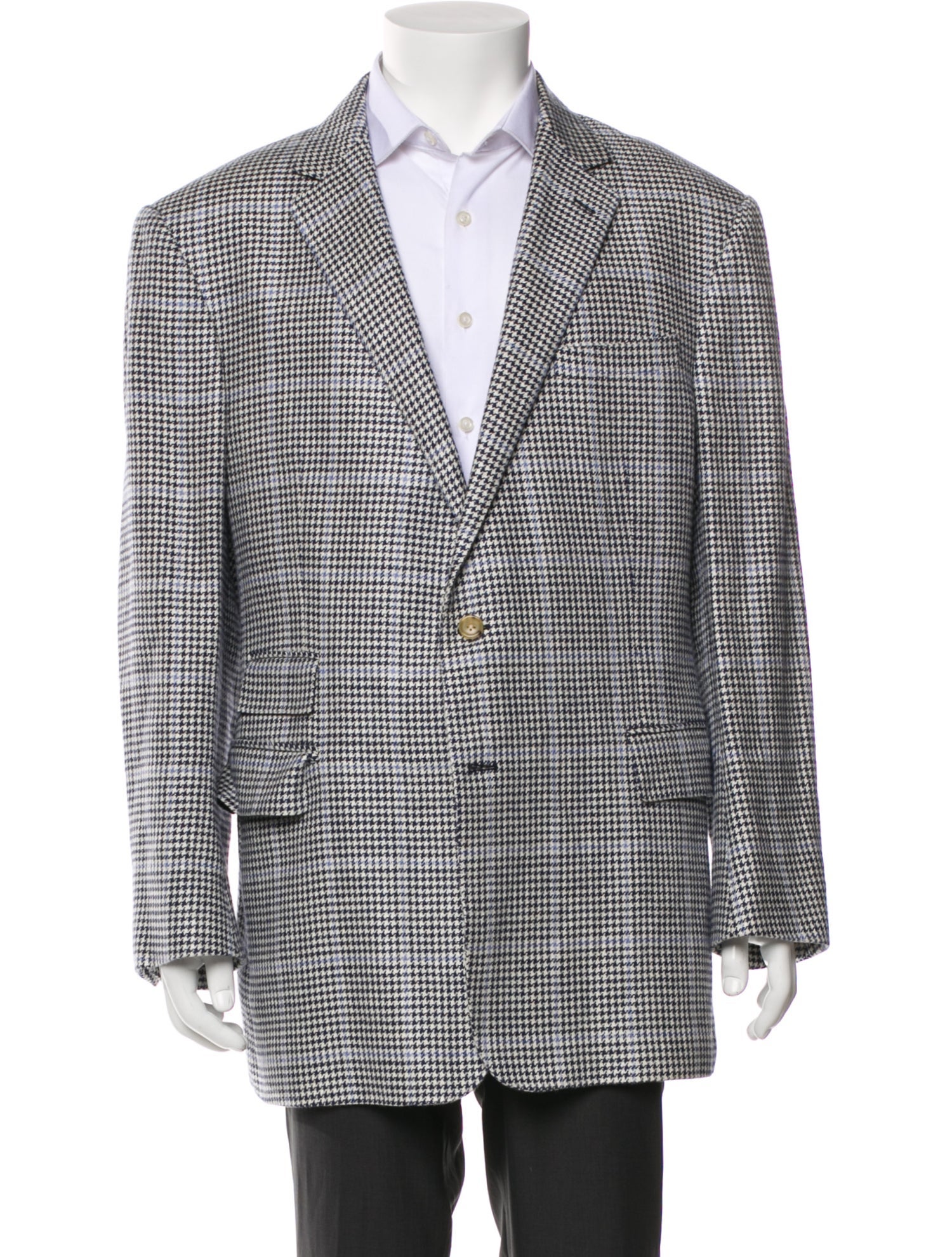 Ralph Lauren Purple Label Linen Houndstooth Print Blazer
