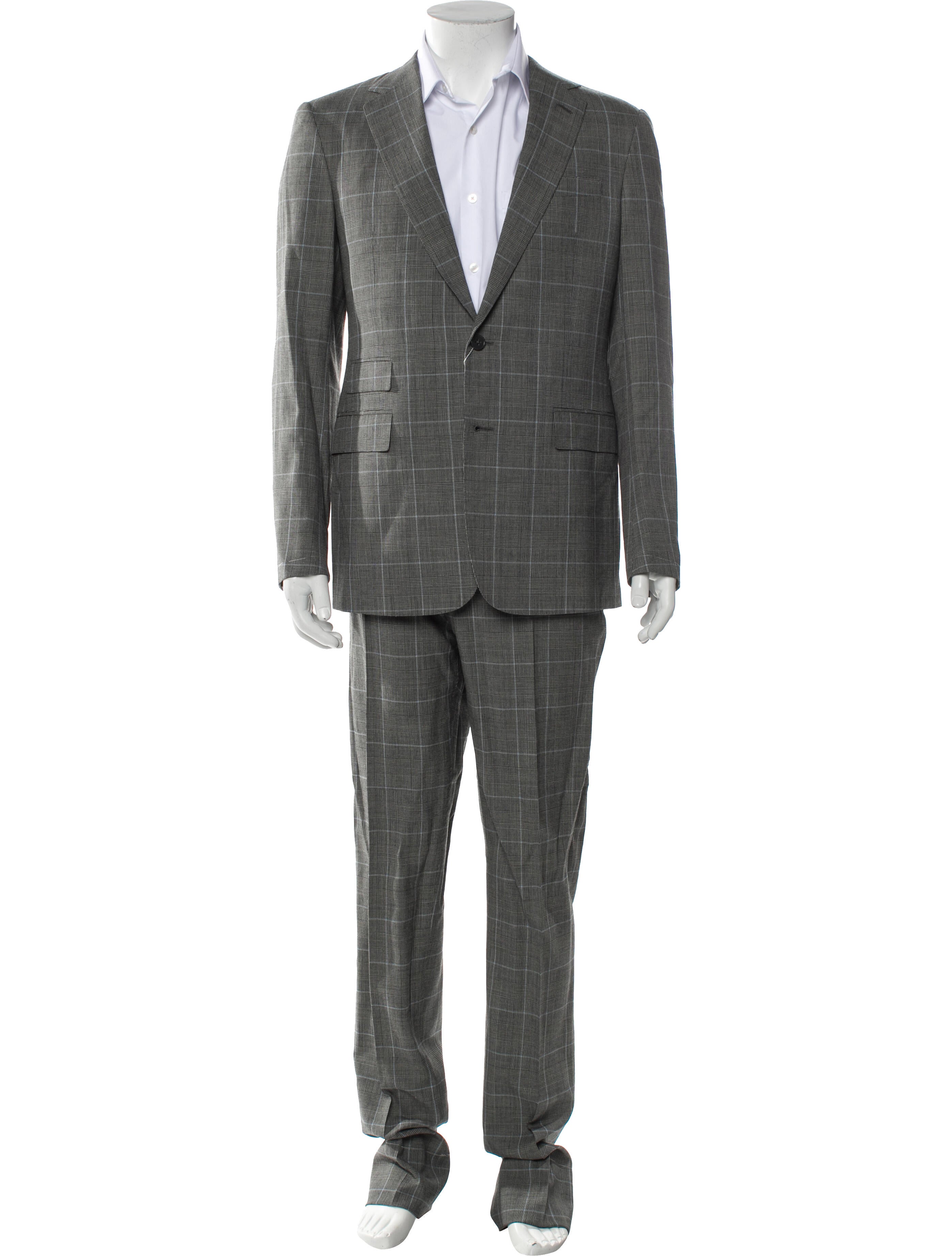 Ralph Lauren Purple Label Wool Plaid Print Two-Piece Suit