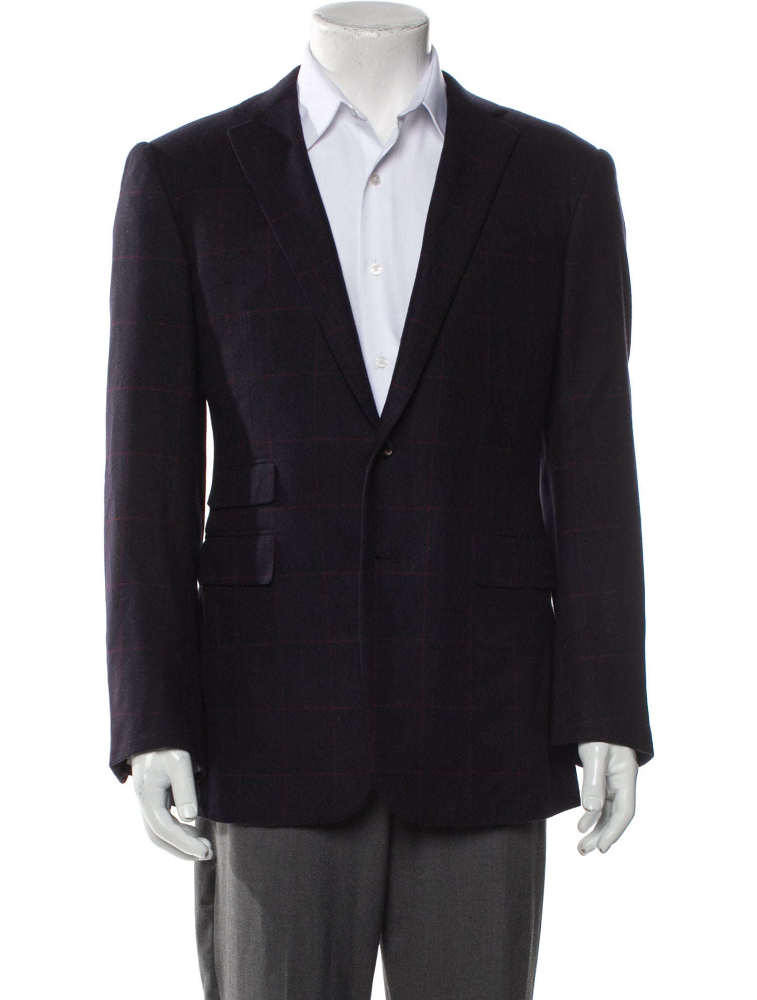Ralph Lauren Purple Label Cashmere Plaid Print Blazer