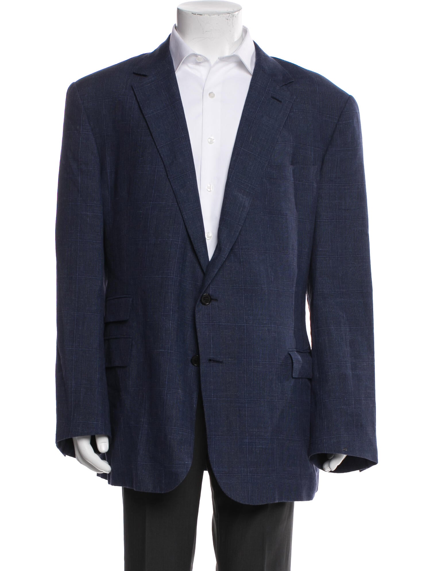 Ralph Lauren Purple Label Linen Plaid Print Blazer