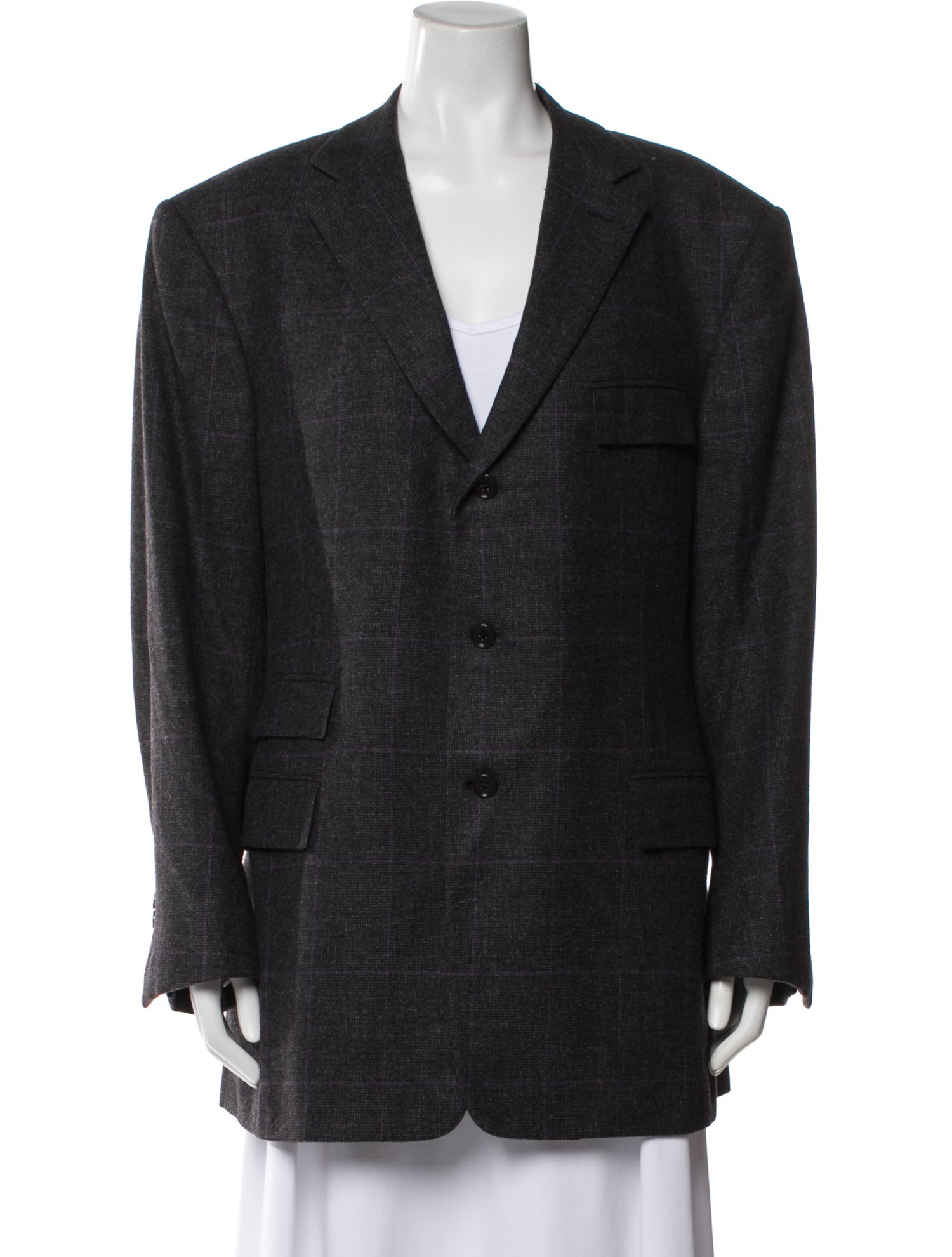 Ralph Lauren Collection Wool Plaid Print Blazer
