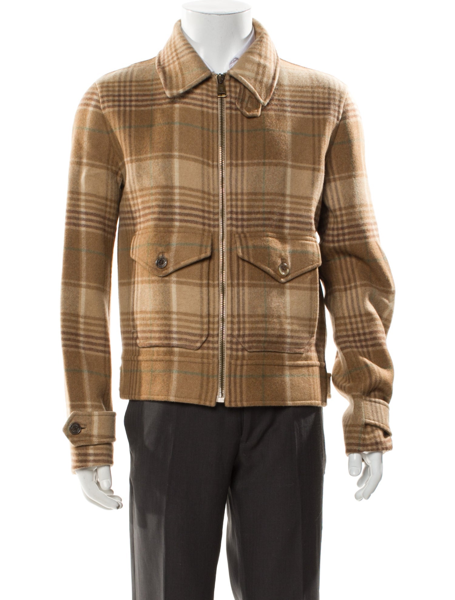 Ralph Lauren Purple Label Cashmere Plaid Print Moto Jacket