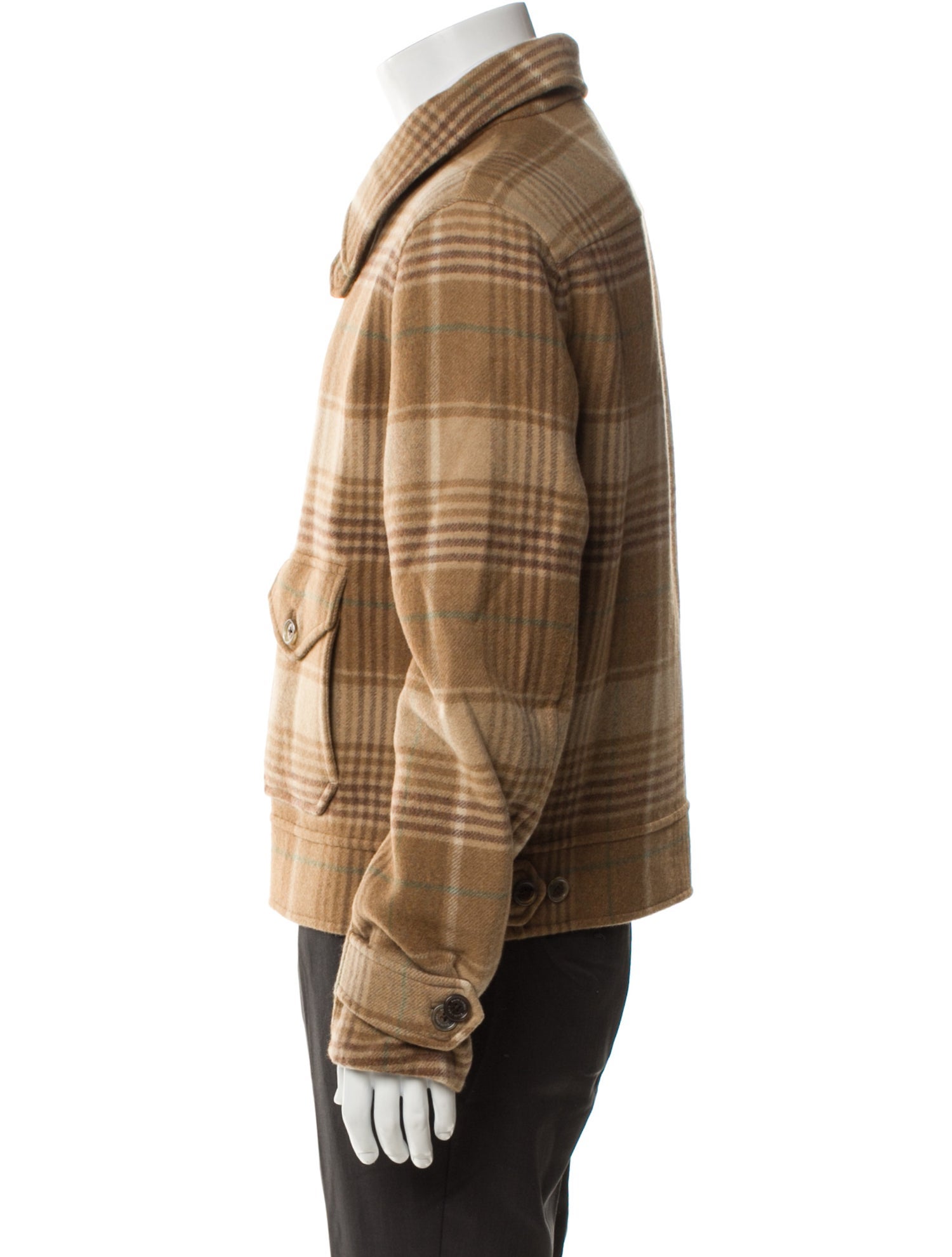 Ralph Lauren Purple Label Cashmere Plaid Print Moto Jacket