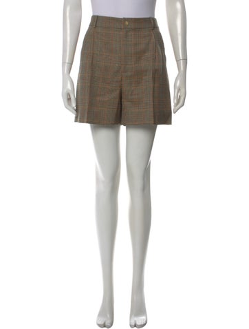 Pre-owned Ralph Lauren Plaid Print Mini Shorts In Neutral