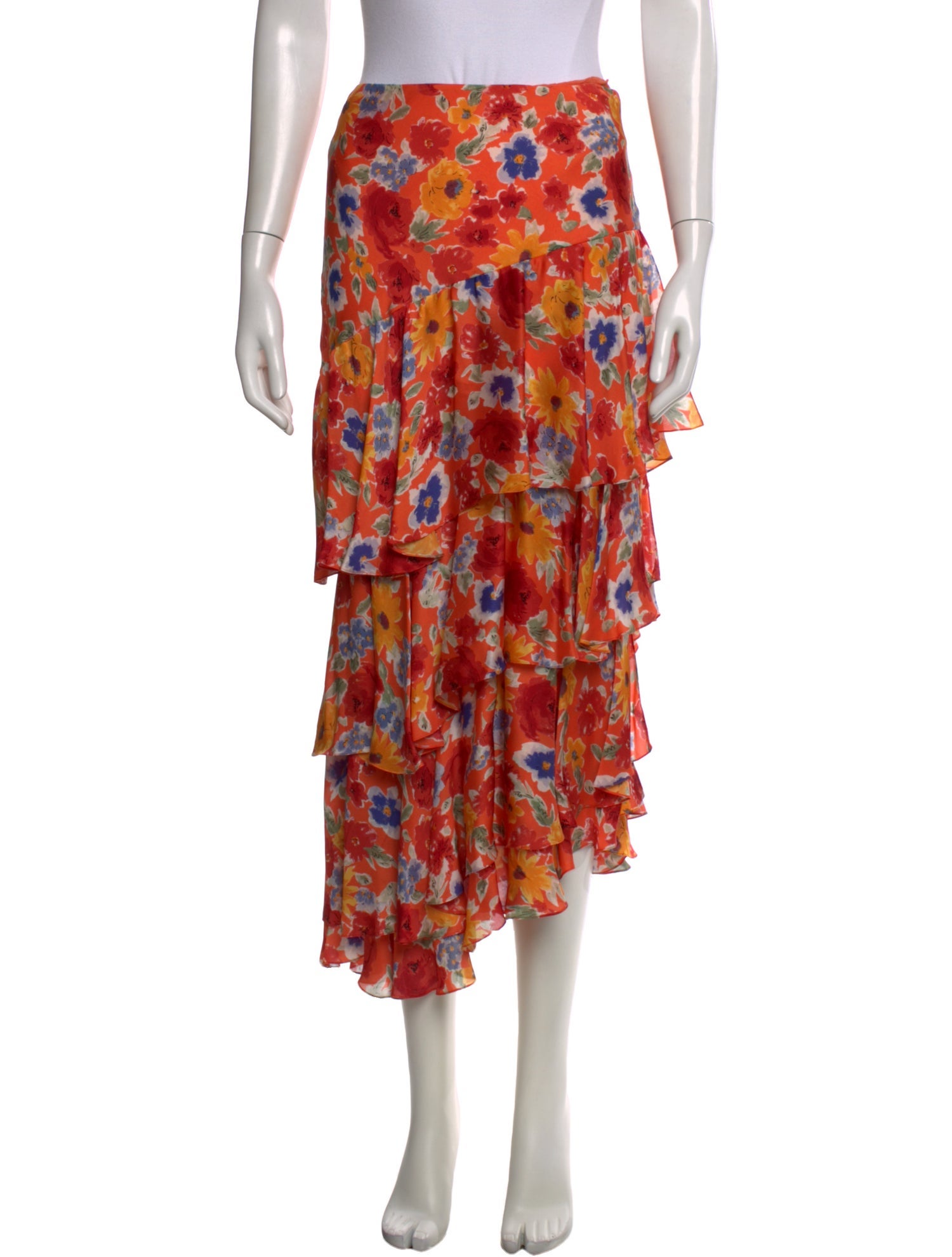 Ralph Lauren Purple Label Silk Midi Length Skirt