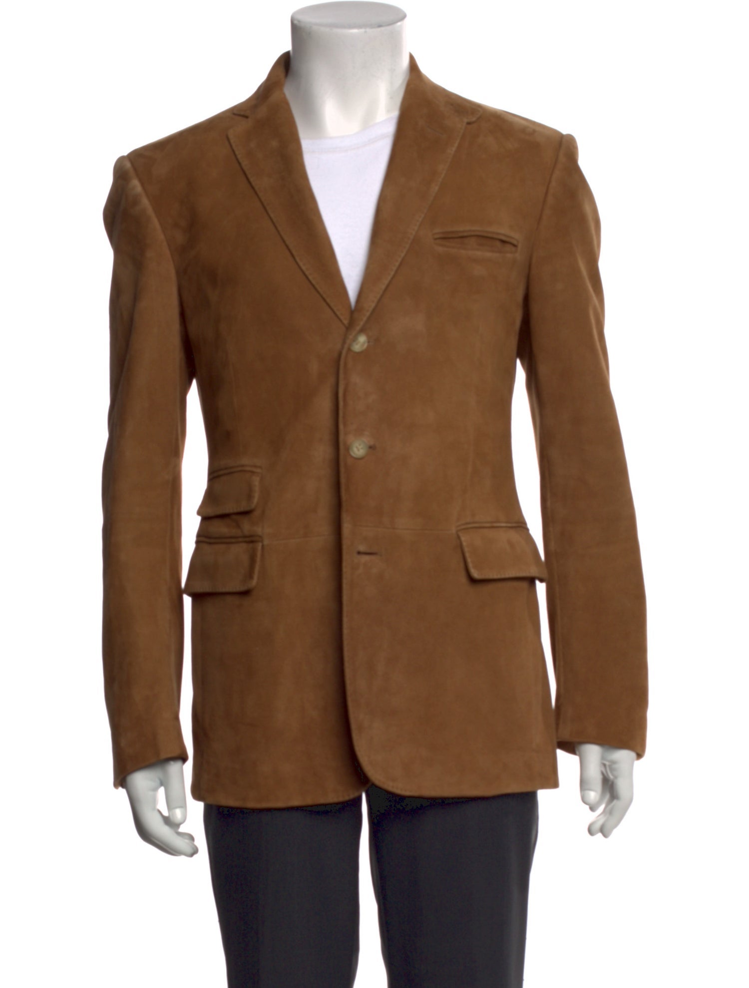 Ralph Lauren Purple Label Suede Whipstitch Trim Blazer