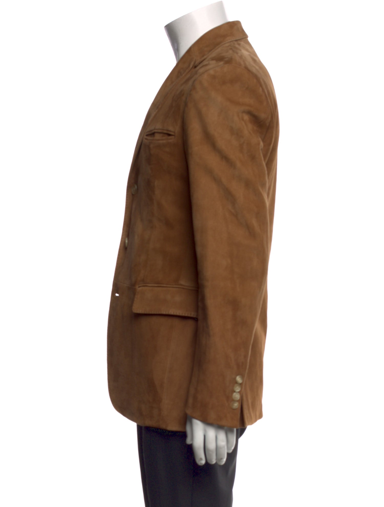 Ralph Lauren Purple Label Suede Whipstitch Trim Blazer