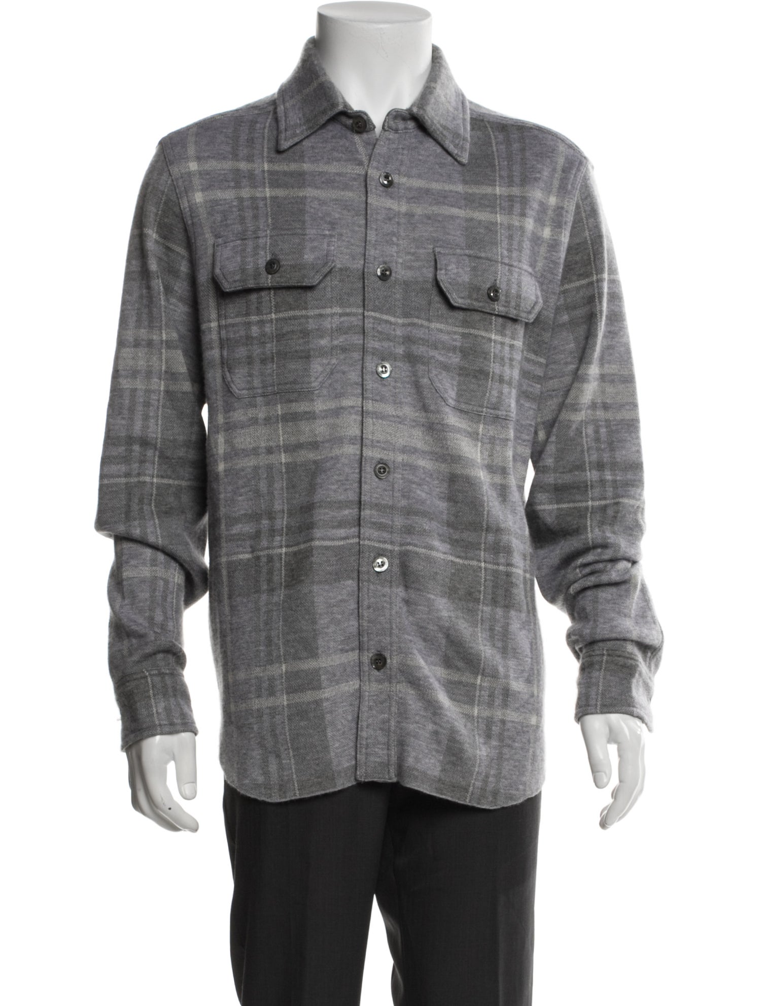 Ralph Lauren Purple Label Cashmere Plaid Print Shirt