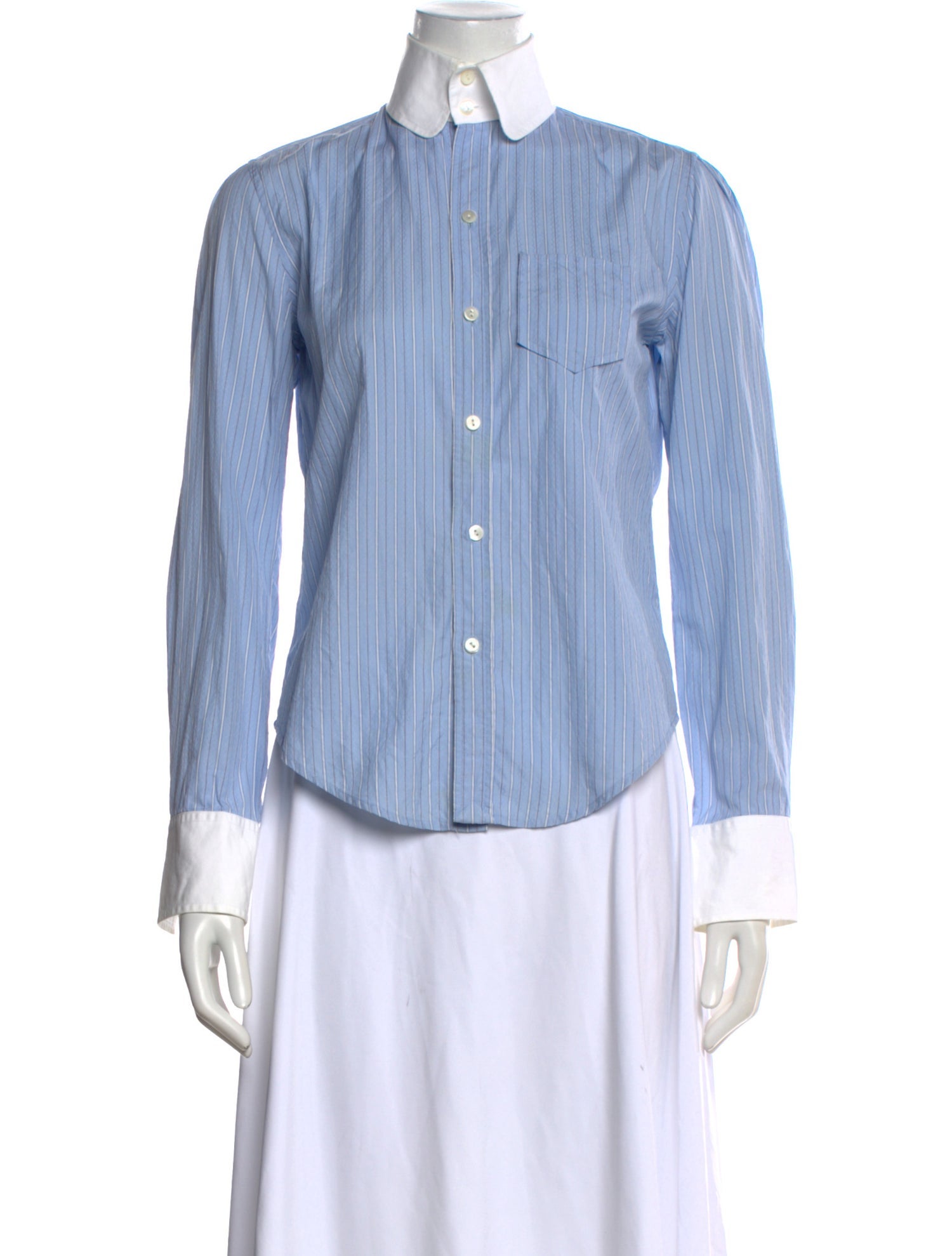 Ralph Lauren Purple Label Striped Long Sleeve Button-Up Top