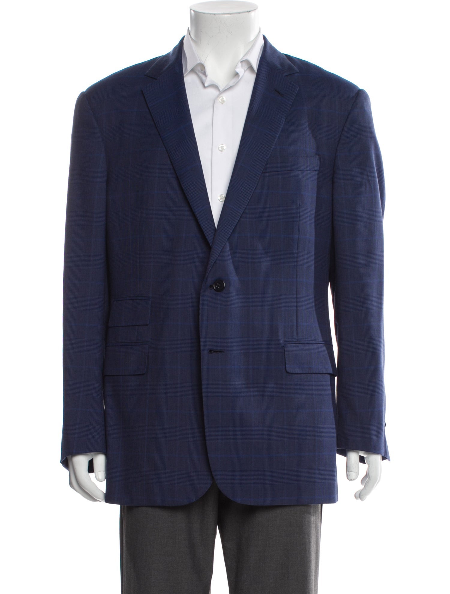 Ralph Lauren Purple Label Wool Plaid Print Blazer