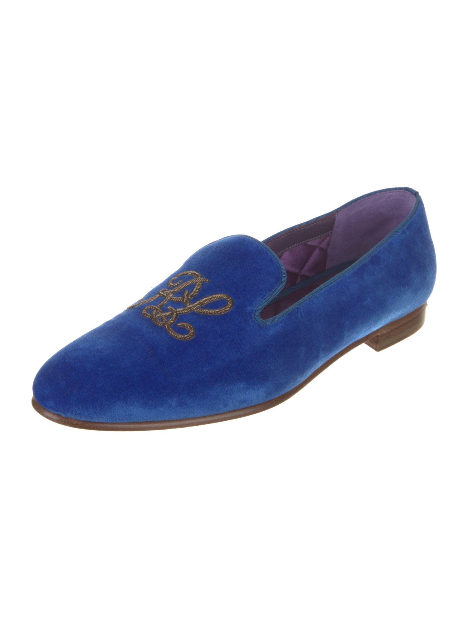 Ralph Lauren Purple Label Velvet Graphic Print Loafers