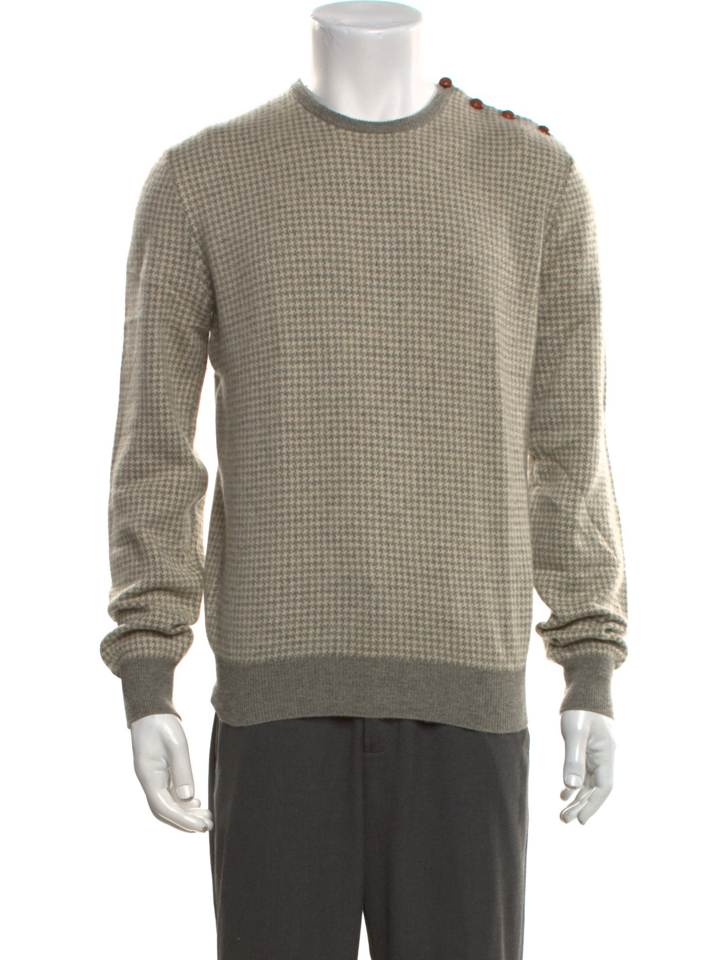 Ralph Lauren Purple Label Cashmere Houndstooth Print Pullover