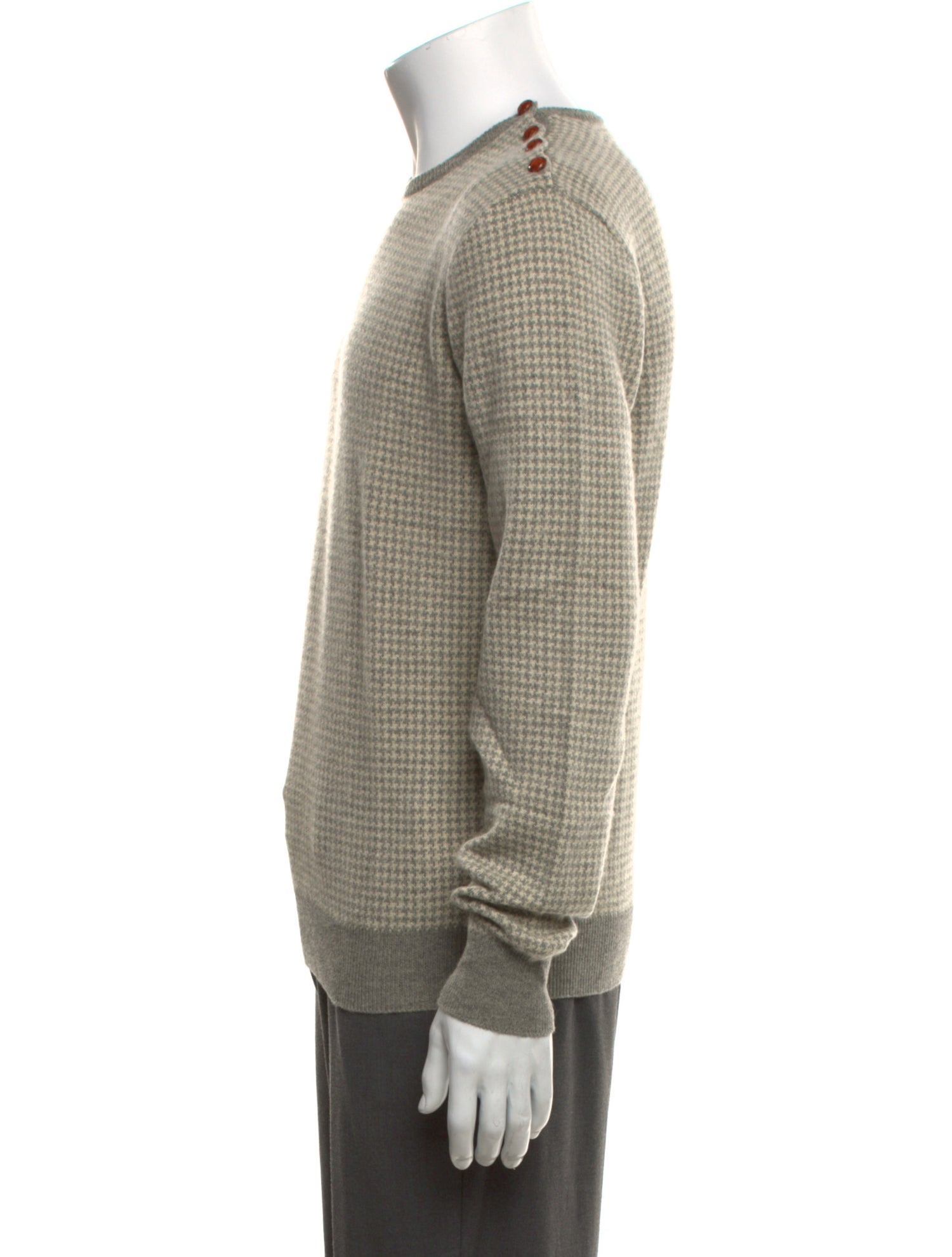 Ralph Lauren Purple Label Cashmere Houndstooth Print Pullover
