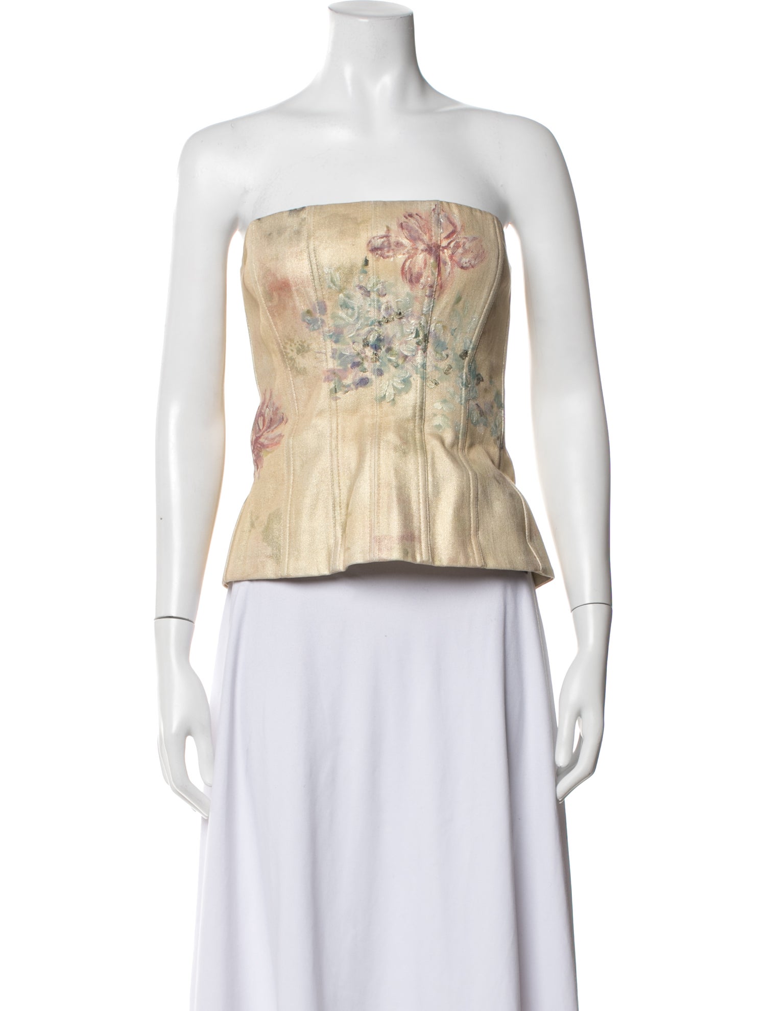 Ralph Lauren Purple Label Floral Print Strapless Top