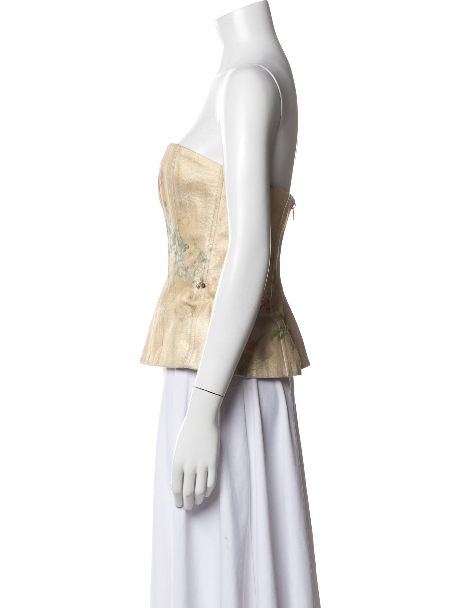 Ralph Lauren Purple Label Floral Print Strapless Top