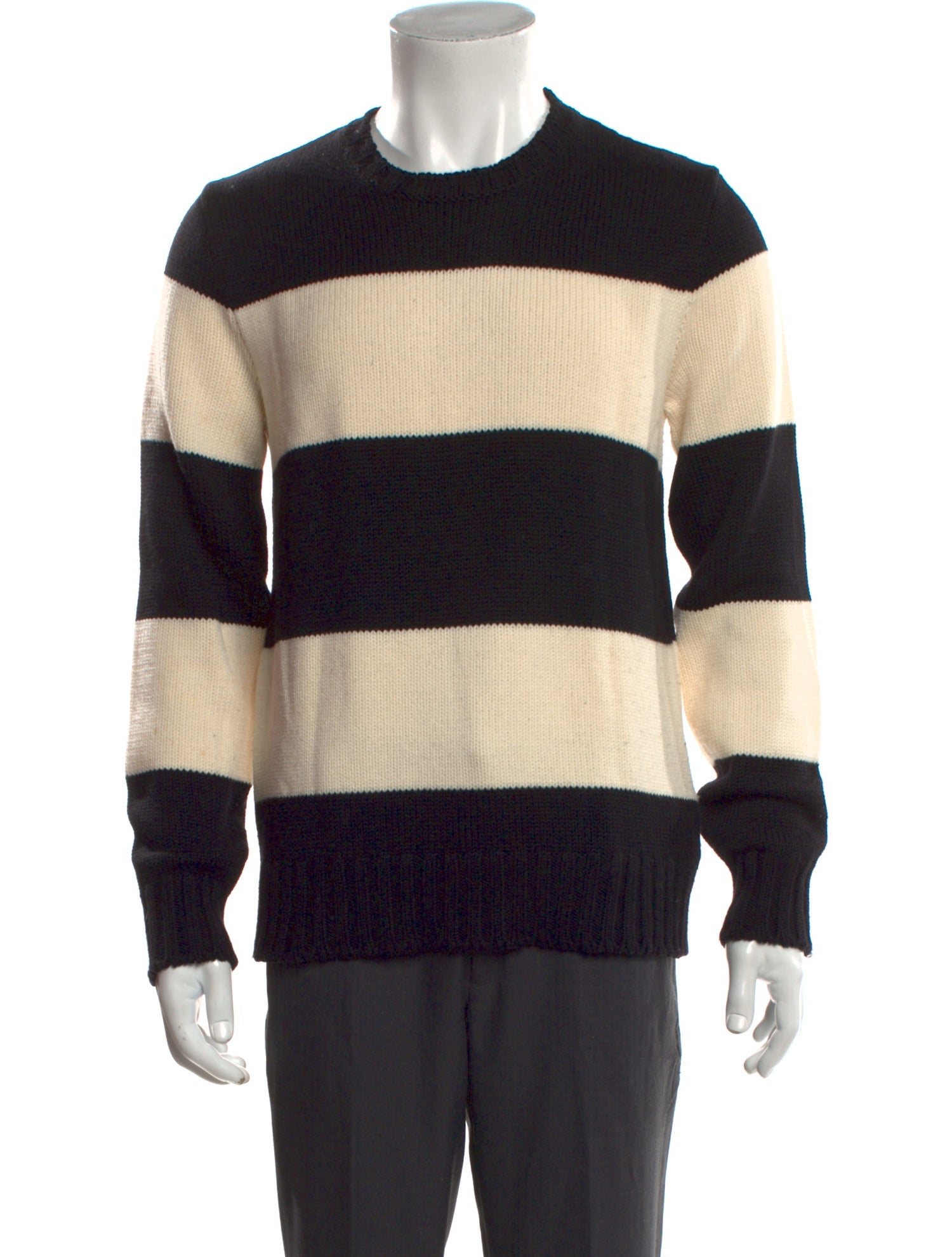 Yves Saint Laurent 2012 Wool Razor Blade Crew Neck Sweater - Black