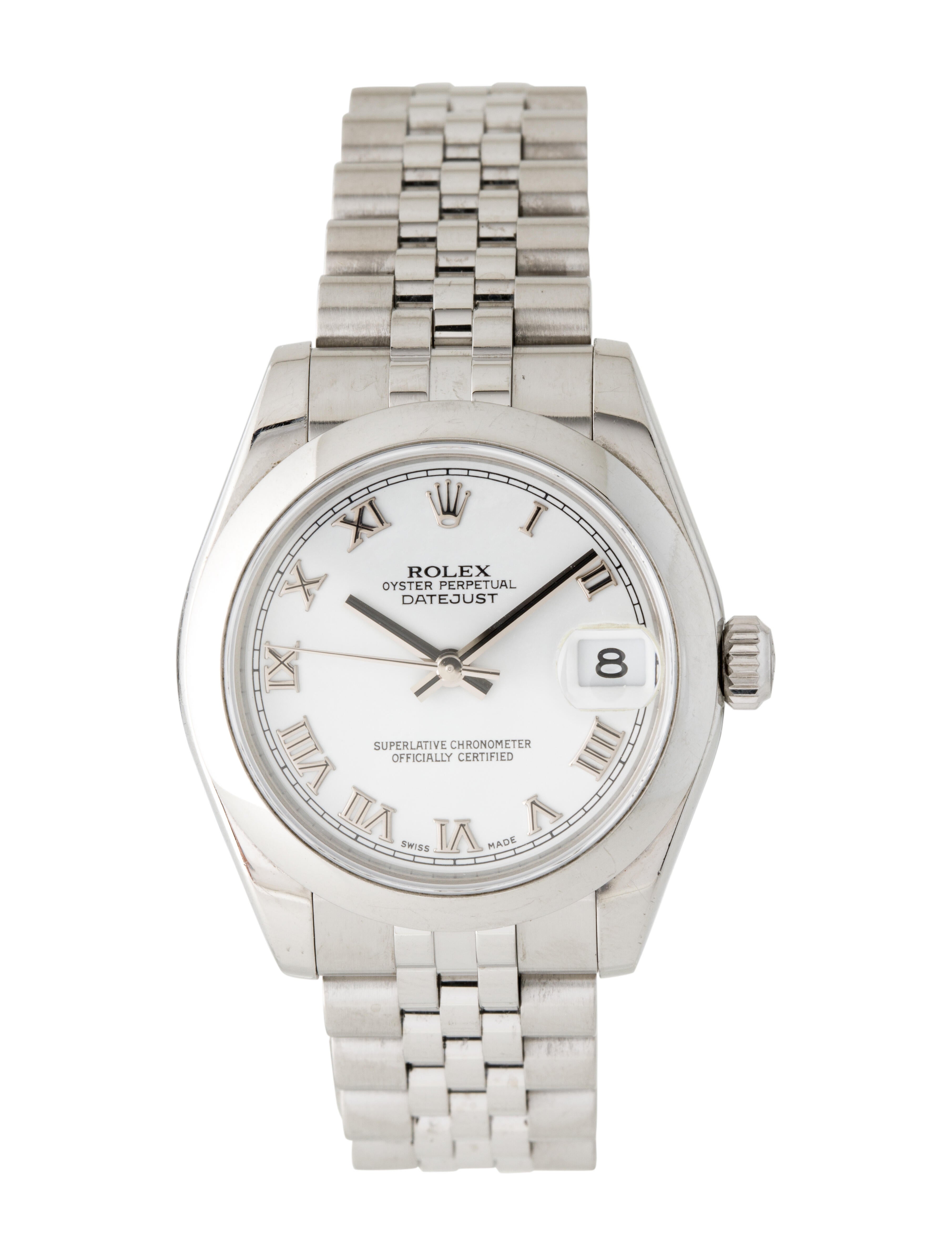 Rolex 31MM SS Rolex Datejust White Roman Numeral Dial