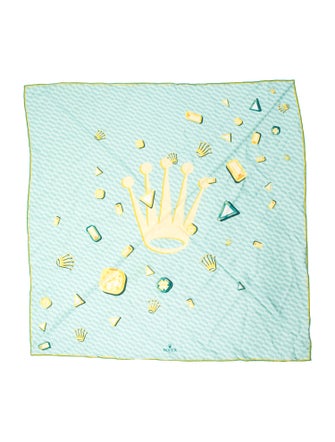 Rolex Silk Floral Print Scarf