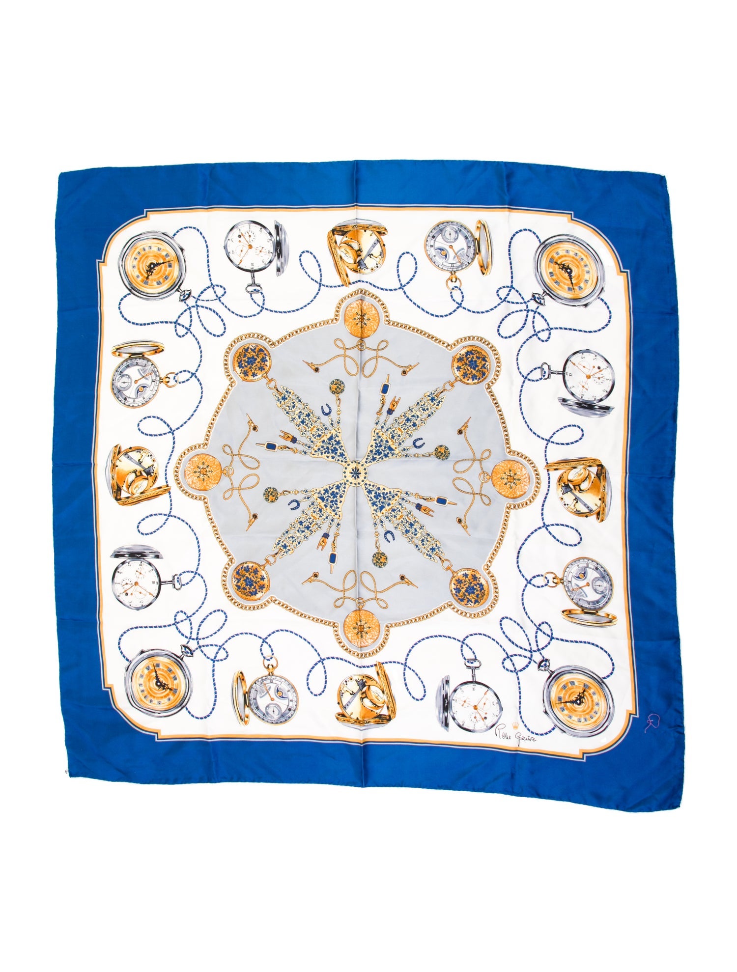 Rolex Silk Floral Print Scarf