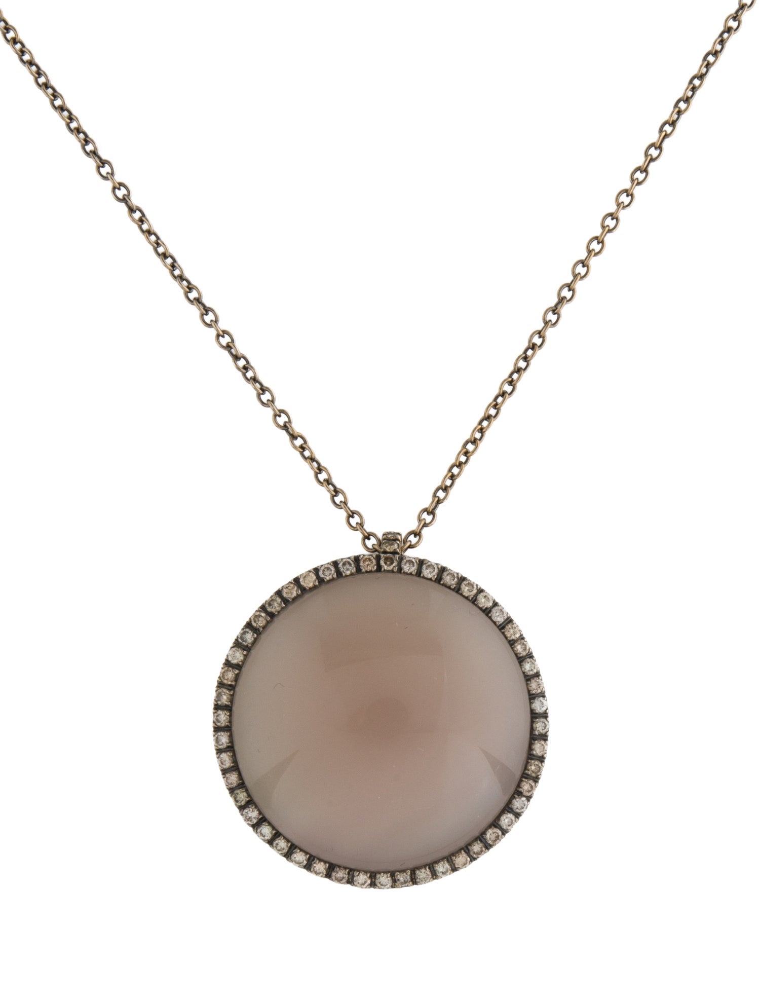 Roberto Marroni 18K Mother of Pearl & Chalcedony Doublet & Diamond Pendant Necklace