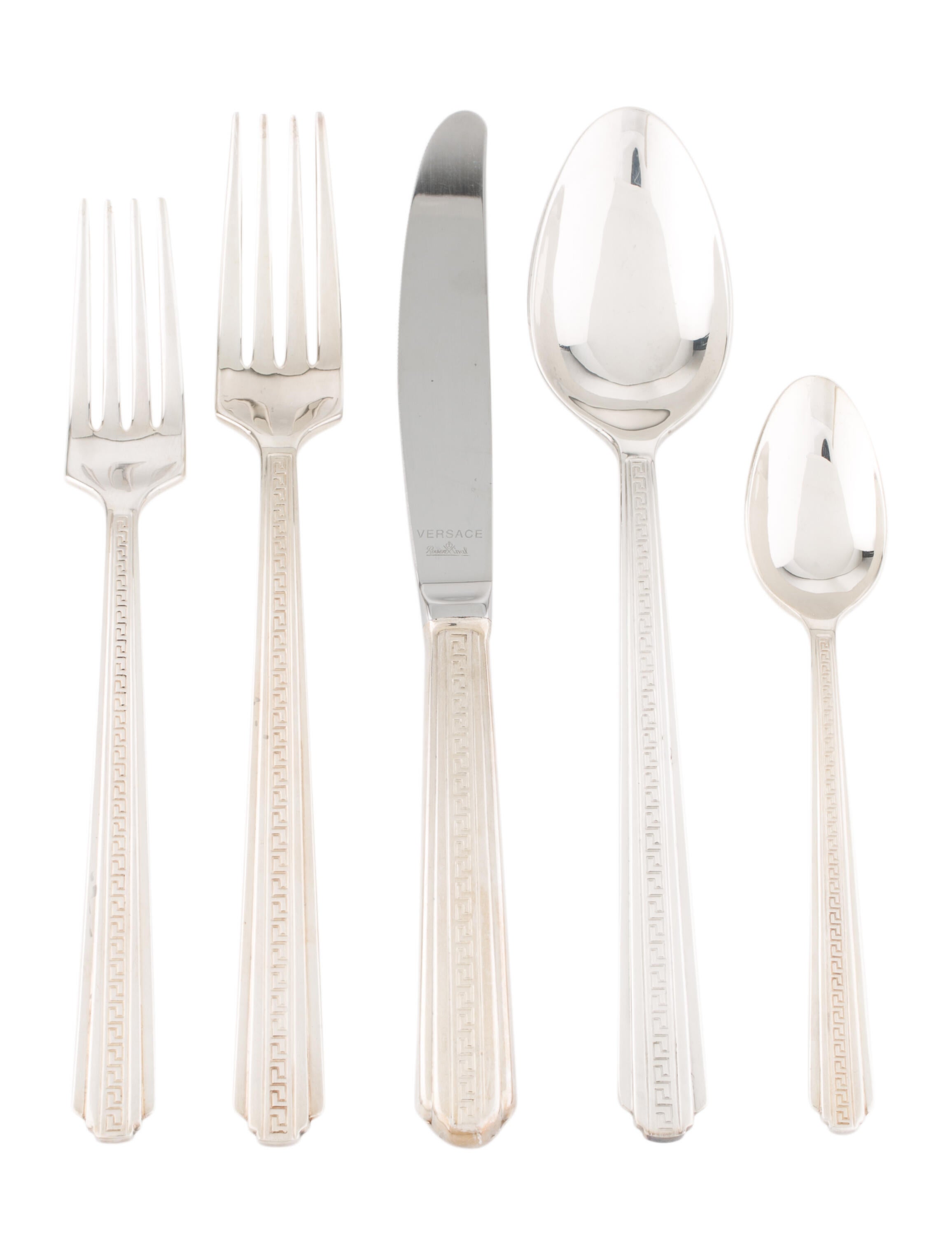Rosenthal Meets Versace 61Piece Silverplate Meandre Greek Key Flatware